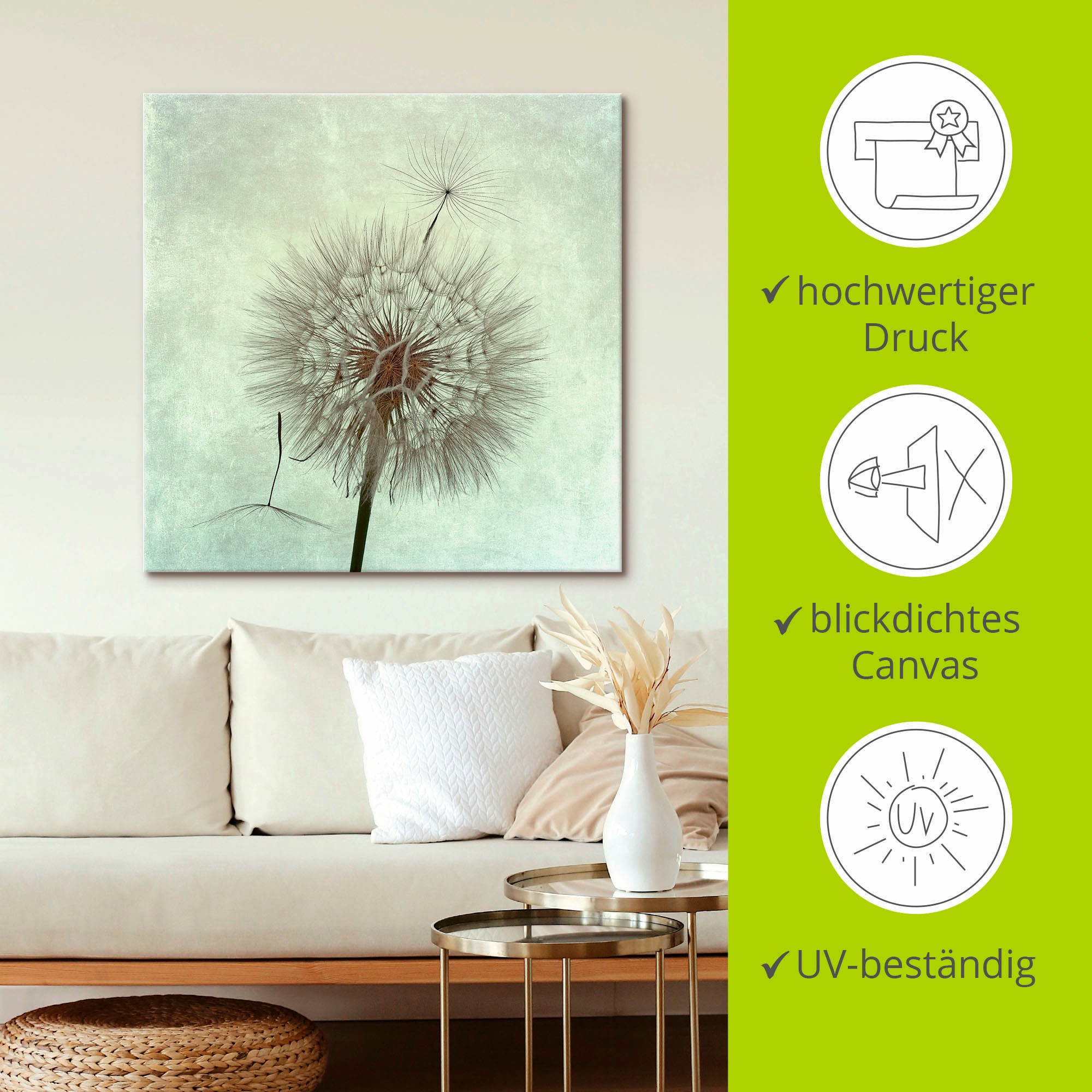 Artland Wandbild »Pusteblume II«, Blumen, (1 St.), als Leinwandbild, Poster, Wandaufkleber in verschied. Größen