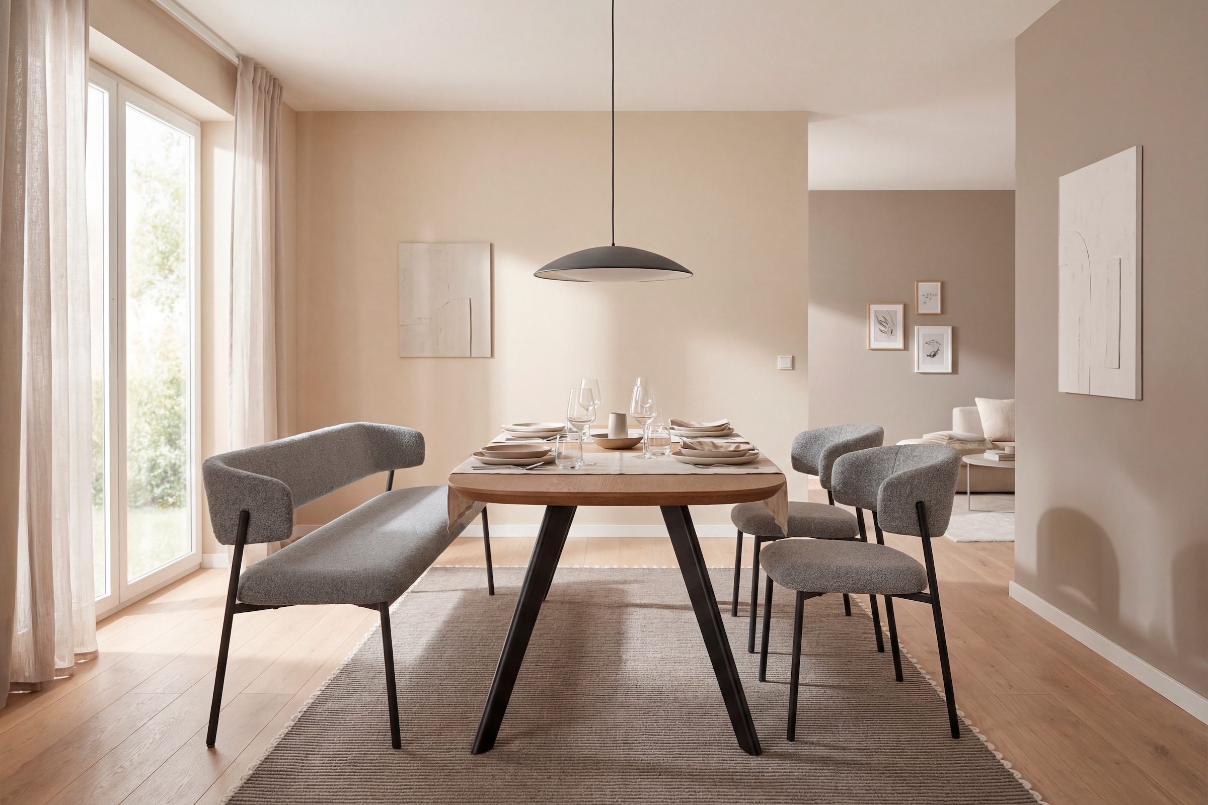 SCHÖNER WOHNEN-Kollektion Esszimmerstuhl »OSLO« (Set) 2 Stk.Bezug Bouclé, Untergestell Metall pulverbeschichtet