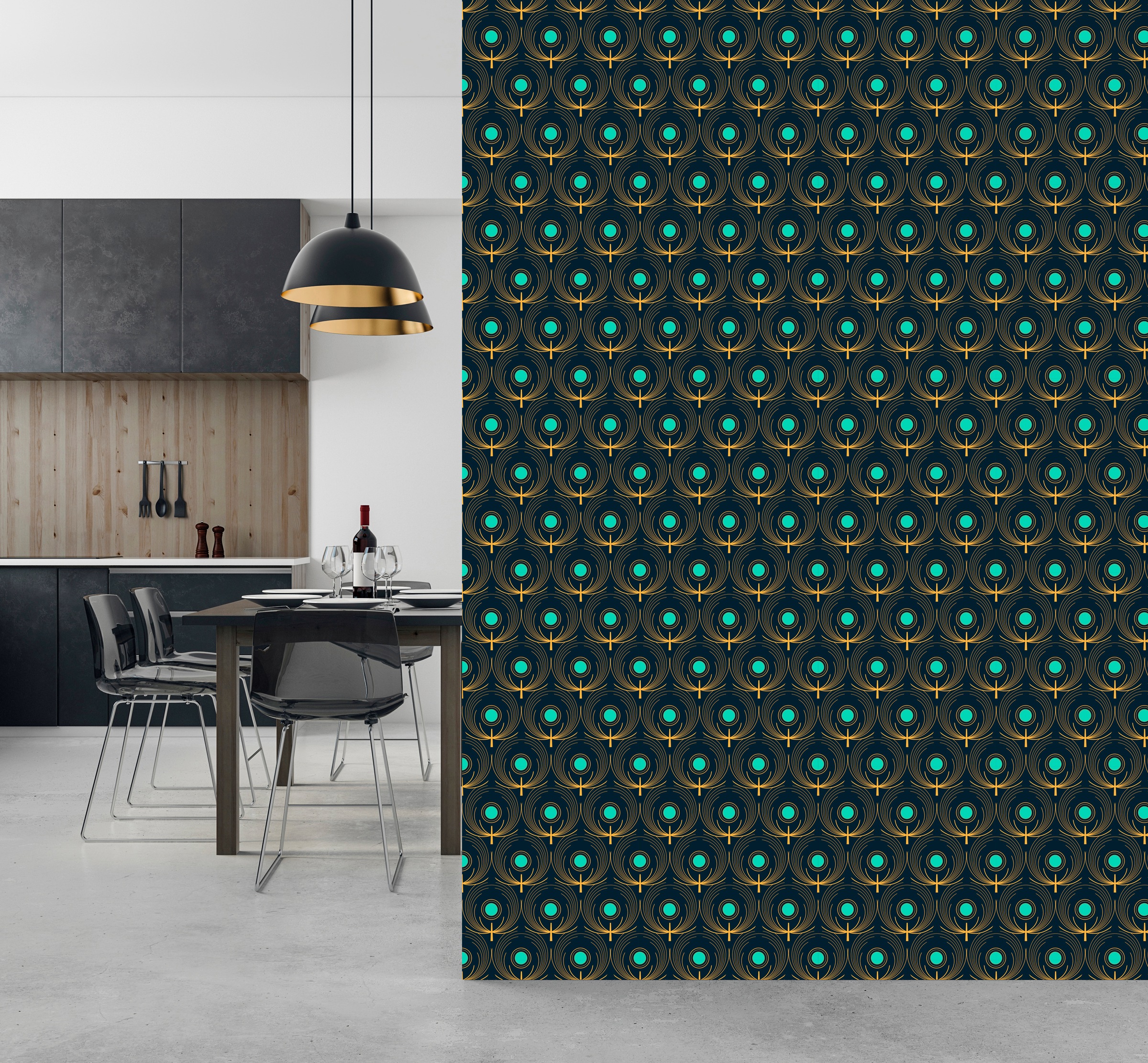queence Vinyltapete »Rieke«, gemustert-Farbverlauf-bedruckt-abstrakt, 90x250cm, selbstklebend, kinderleichte Anbringung, Sticker