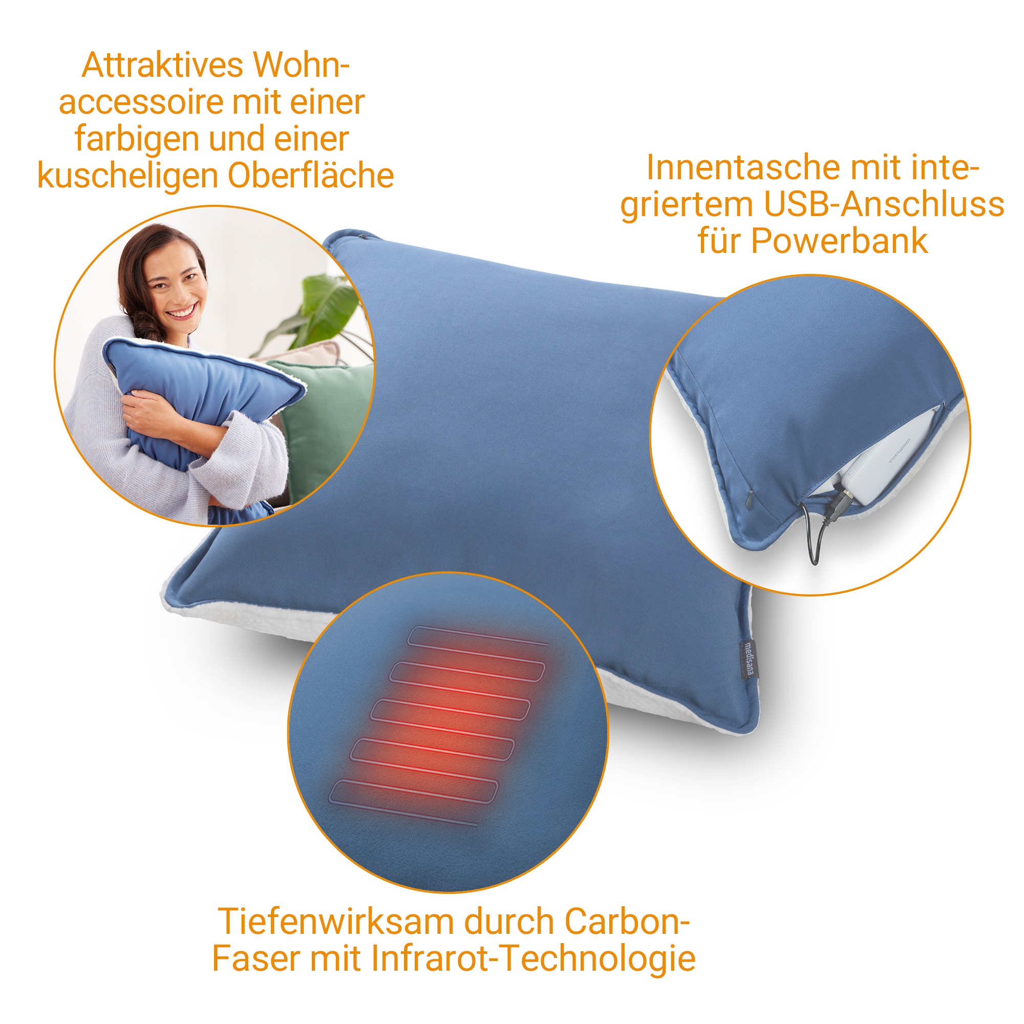 Thumbnail - Medisana Sofaheizkissen "HC 150" tiefenwirksam durch Carbon-Faser mit Infrarot, kabellose Anwendung