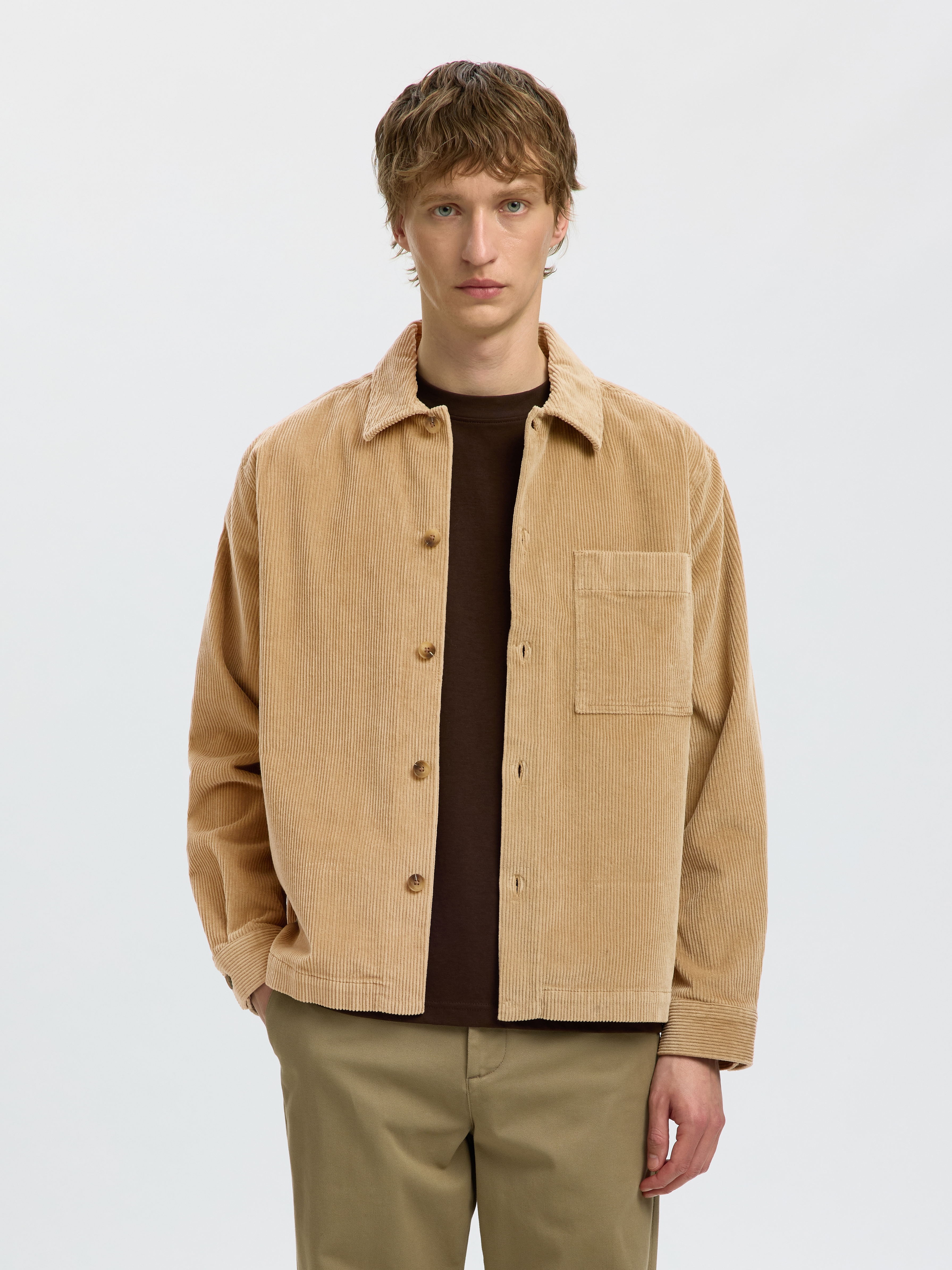 SELECTED Langarmhemd "SLMOTTO KRIS CORD OVERSHIRT NOOS" Baumwollmischung, regular fit