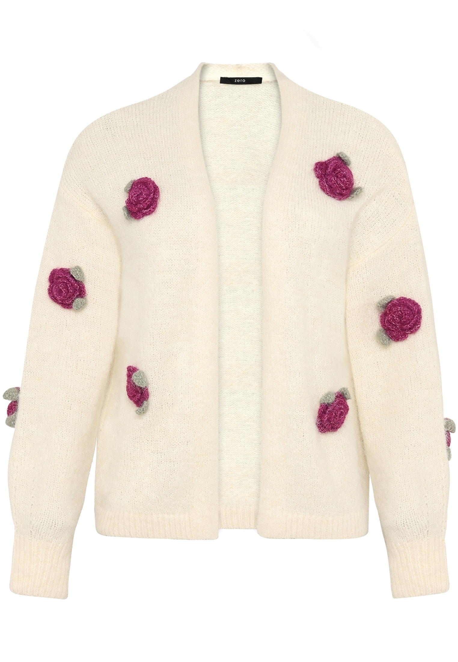 Zero Strickjacke »Damen mit bunten 3D Blumen« 1 Knopfleiste