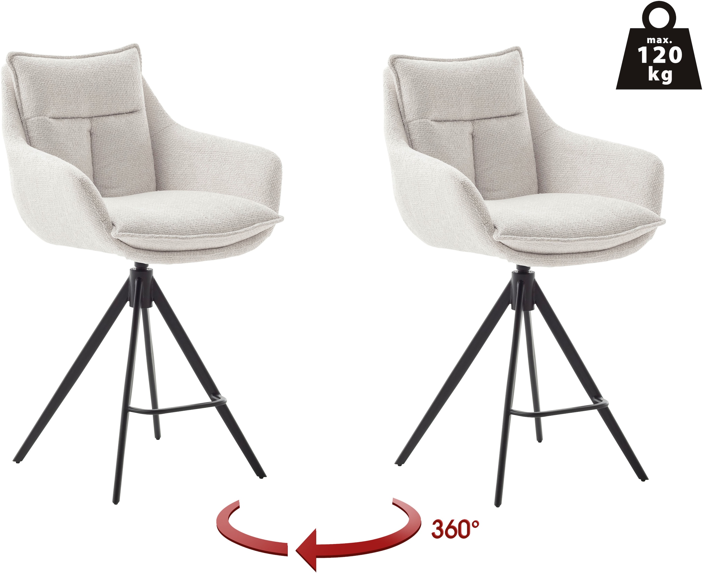 MCA furniture Bistrostuhl "Parker Tresenstuhl mit Armlehnen Tresenhocker" ( günstig online kaufen