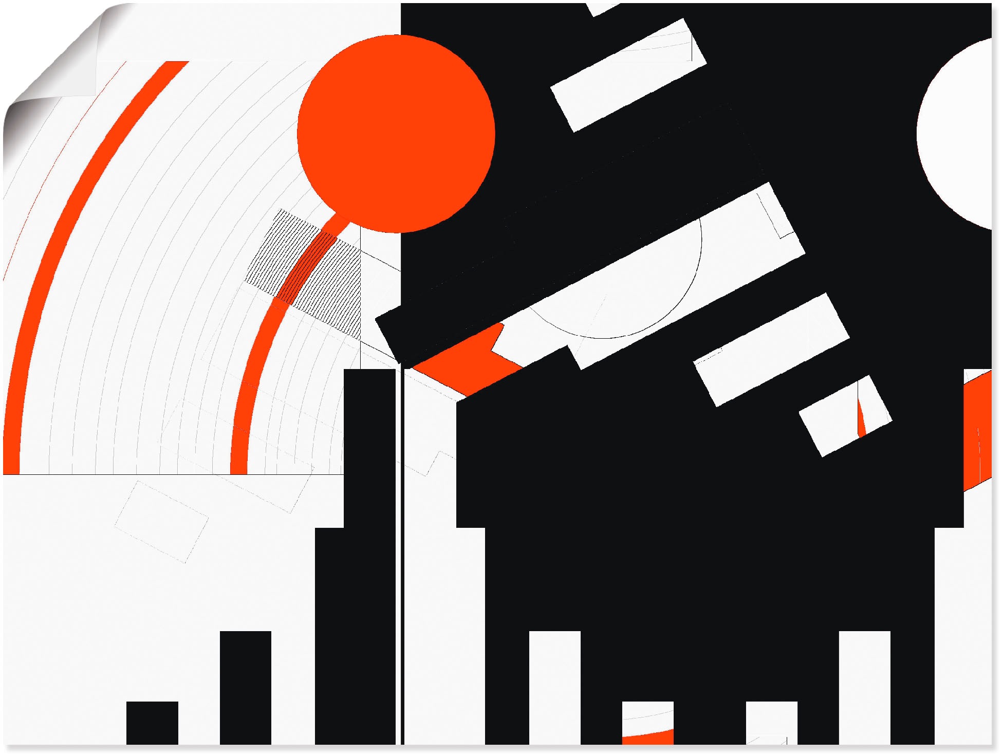 Artland Poster "Schwarz weiß trifft rot Version 5" Muster 1 Stk. tlg. ohne günstig online kaufen