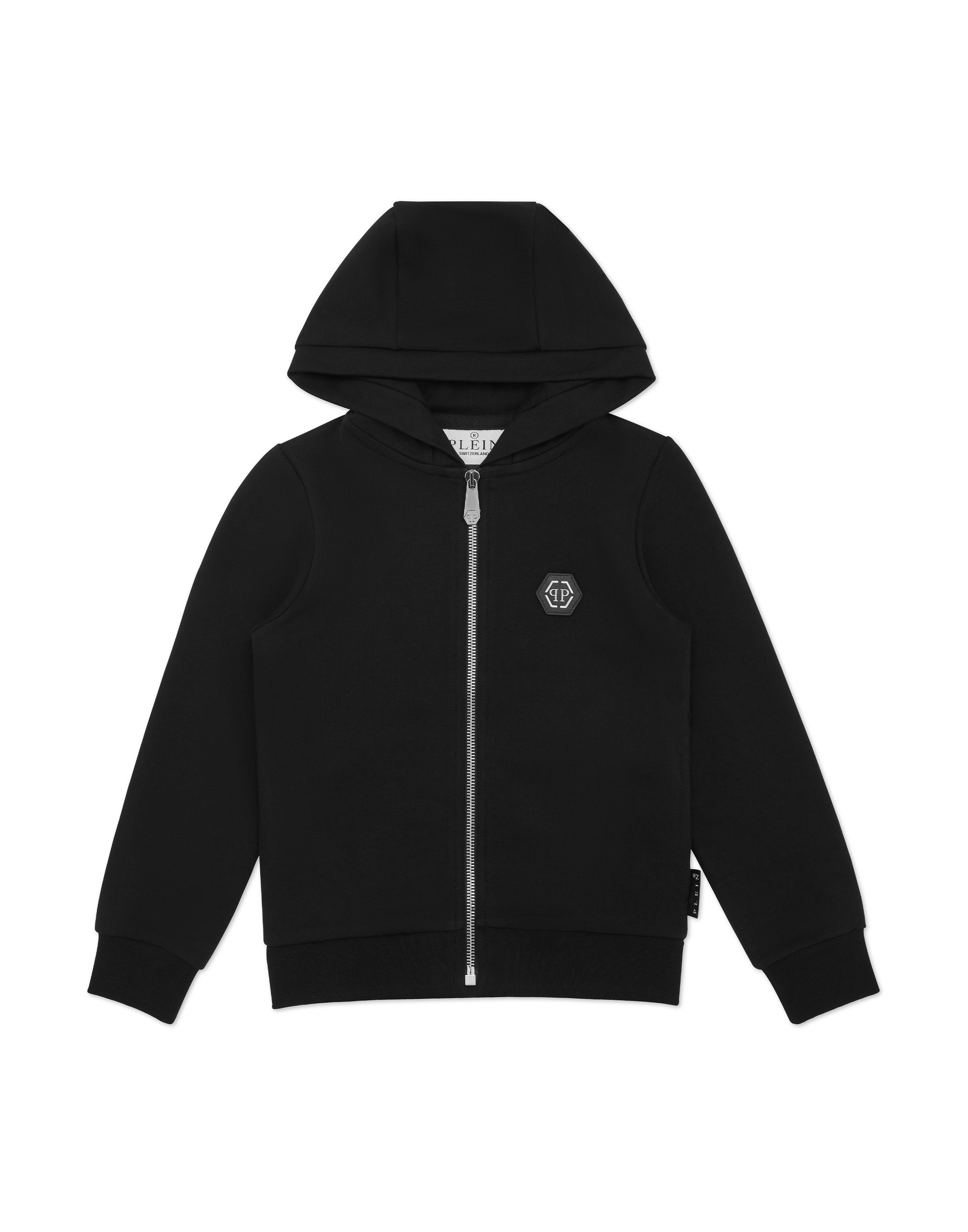 Kapuzensweatjacke PHILIPP PLEIN "Teddy", Jungen, Gr. 12, 02, schwarz, Obermaterial: 5% Elasthan, 95% Baumwolle, Sweatjacken