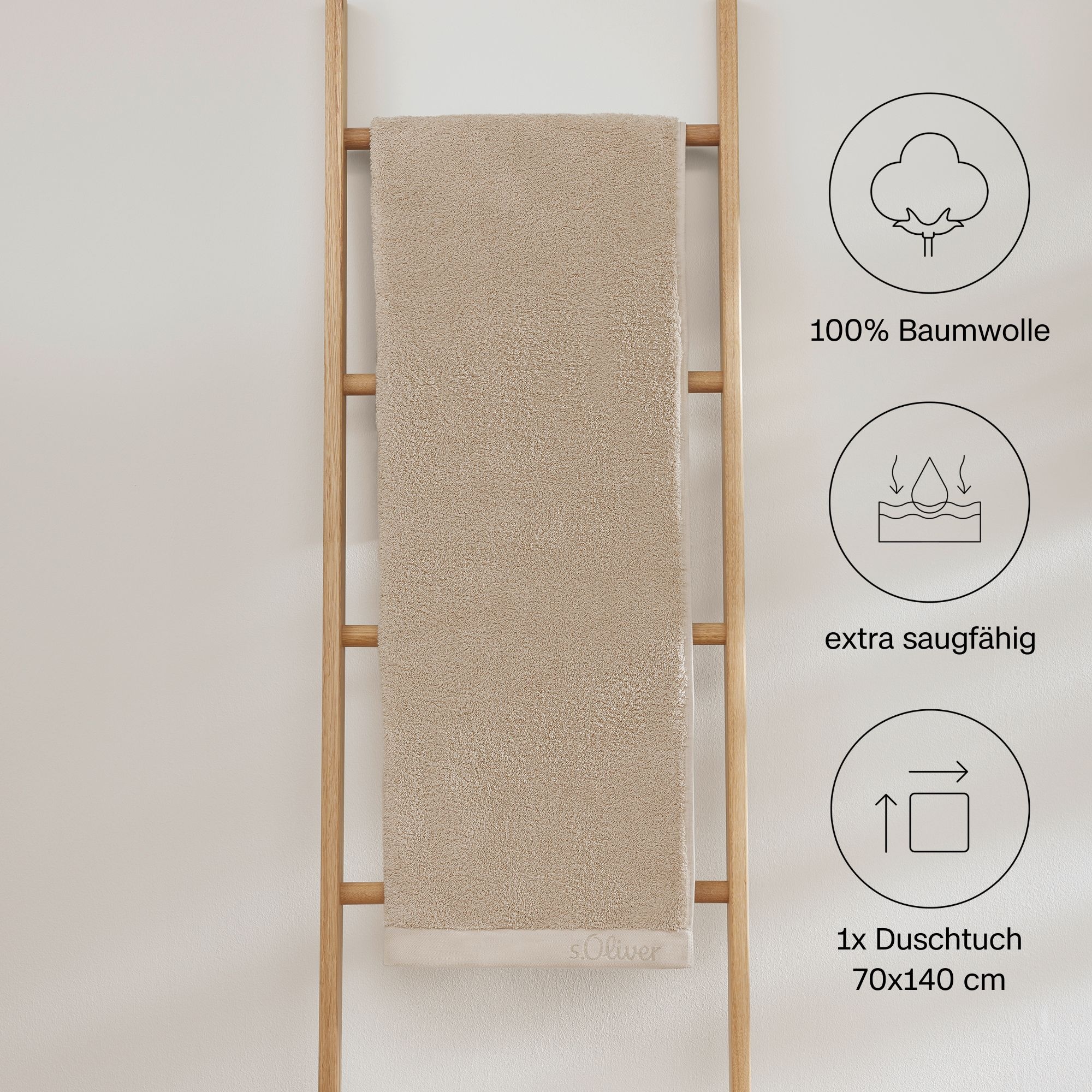 s.Oliver Duschtuch »s.Oliver, Premium Qualität, 600 gr/m², auch als Sets erhältlich«, (1 St., Badetuch 70 x 140 cm), große Farbauswahl, auch als Handtuch, Waschhandschuh, Gästetuch