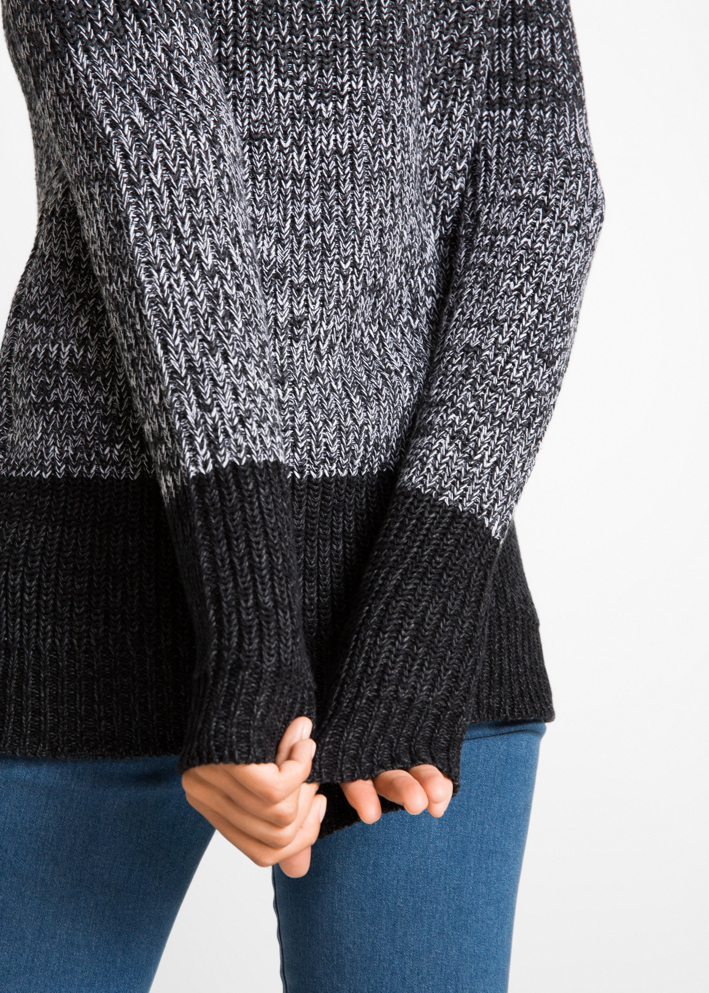 Thumbnail - bonprix Strickpullover aus Baumwollmischung, ohne Verschluss, eng anliegende Passform