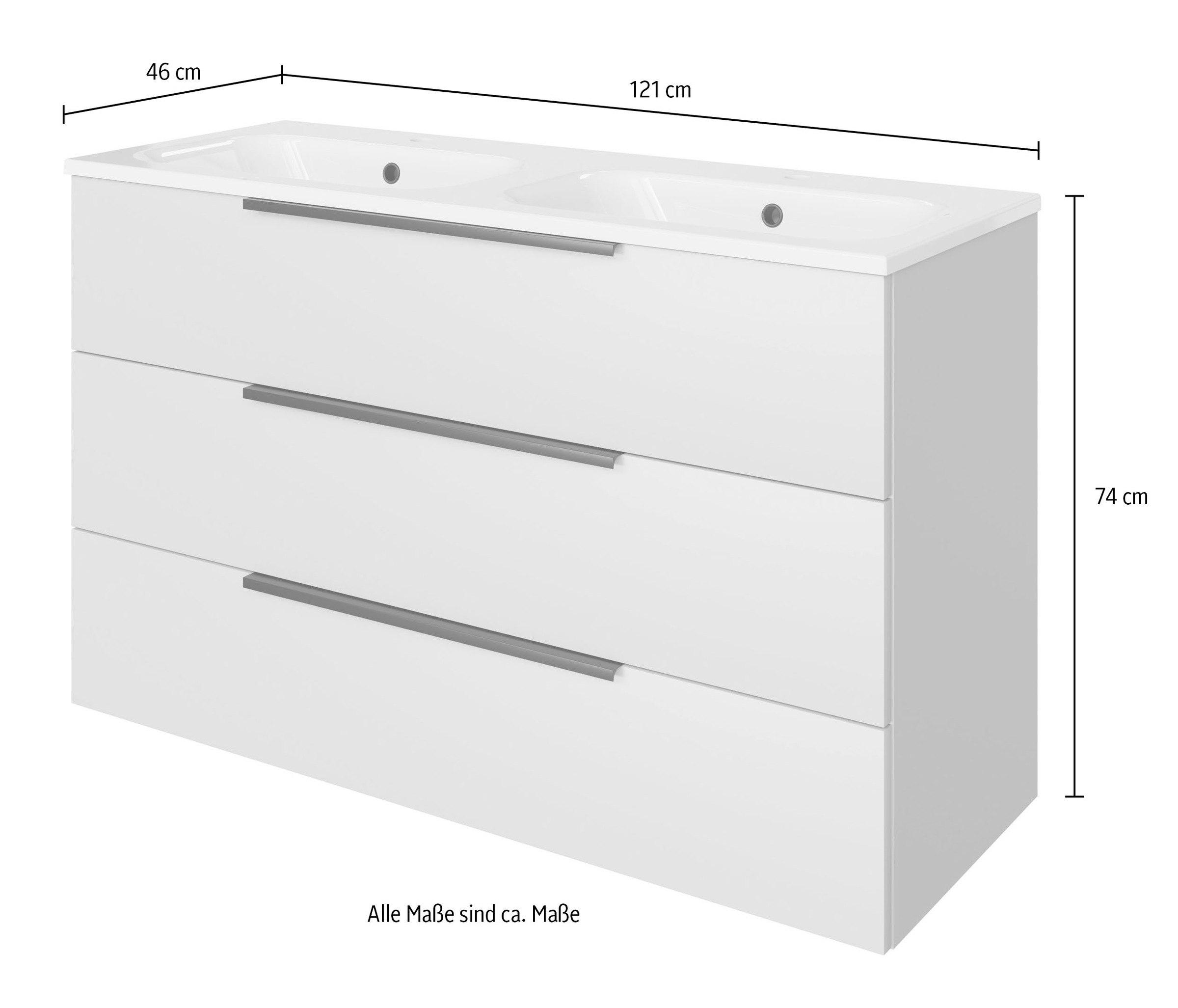 Saphir Badmöbel-Set »Mineralmarmor-Waschtisch mit Waschtischunterschrank« 2 Stk. tlg.