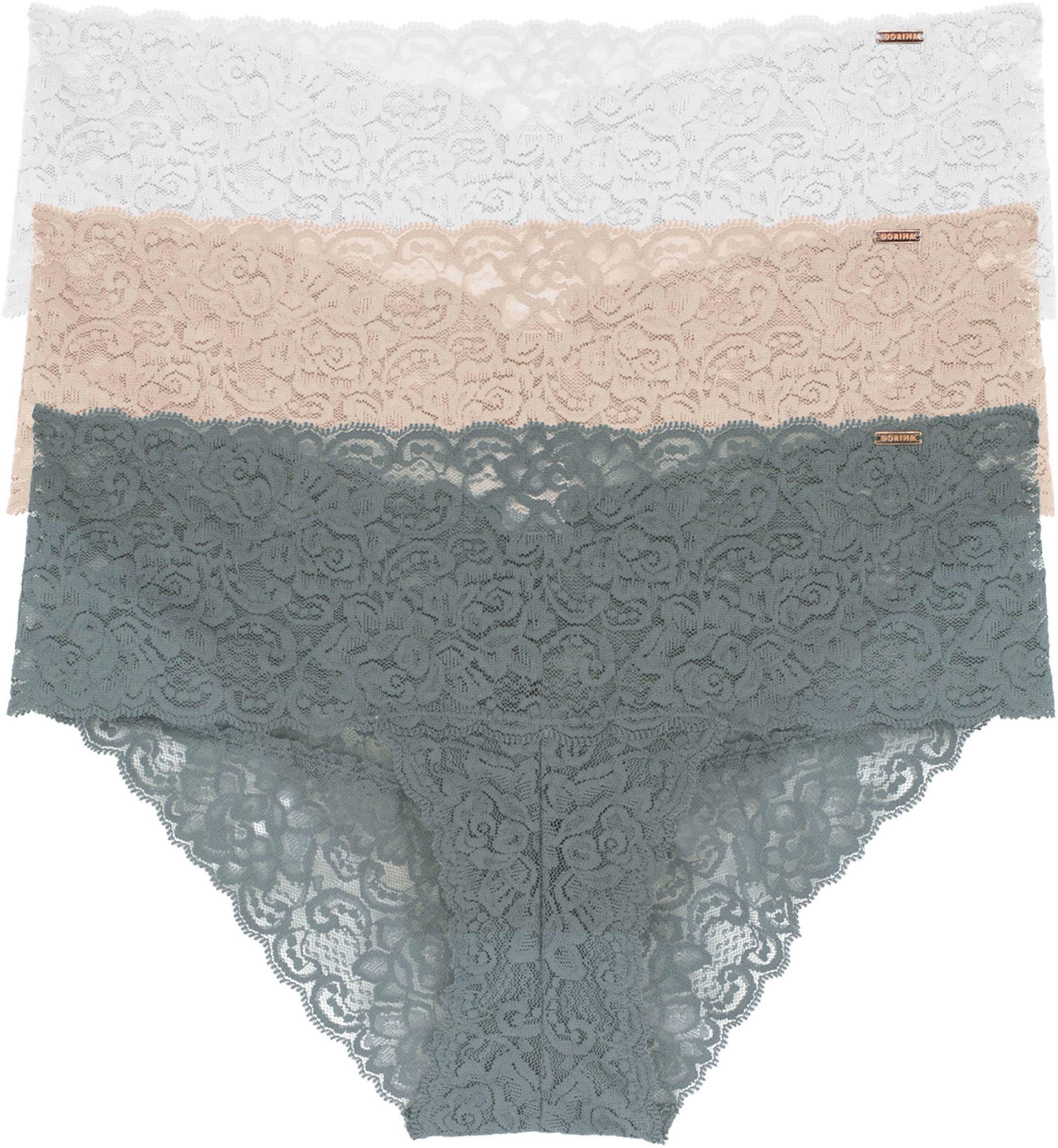 Dorina Slip »Lana«, (3er Pack), florale Spitze