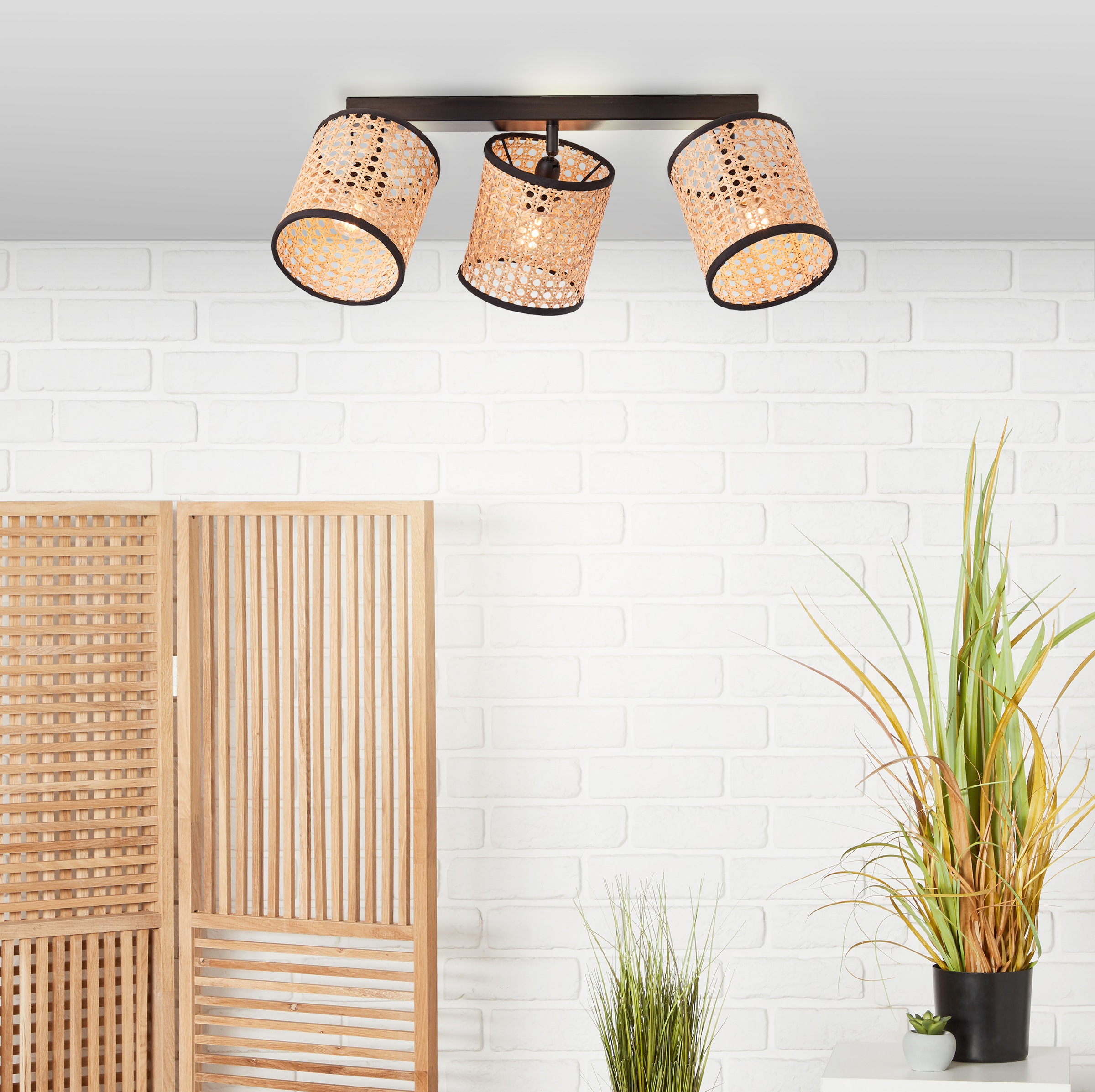 Brilliant Deckenstrahler »Wiley«, 3 flammig, Leuchtmittel E14 | ohne Leuchtmittel, Spotbalken 3flg holz hell/schwarz