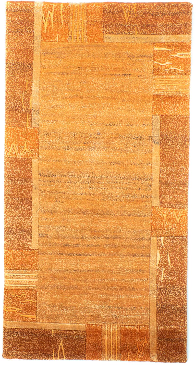 morgenland Wollteppich »Nepal Teppich handgeknüpft orange«, rechteckig