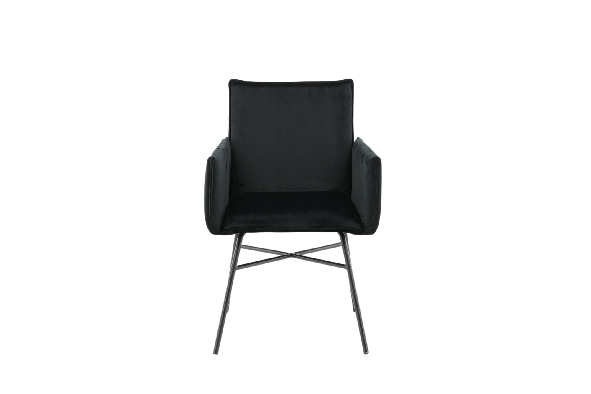 Venture Home Esszimmerstuhl »Petra, gepolsterter Esszimmerstuhl in elegantem Schwarz-Samt, 200 kg« () Polsterstuhl, weicher Bezug, schwarze Stahlbeine, nordisch