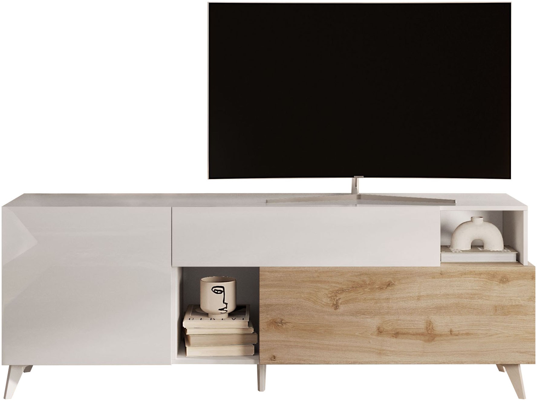 INOSIGN Lowboard "Monaco Breite 181 cm, TV-Board mit 1 Tür, 1 Klappe u. 1 Schubkasten", Fernsehtisch, TV-Schrank, Soft/S