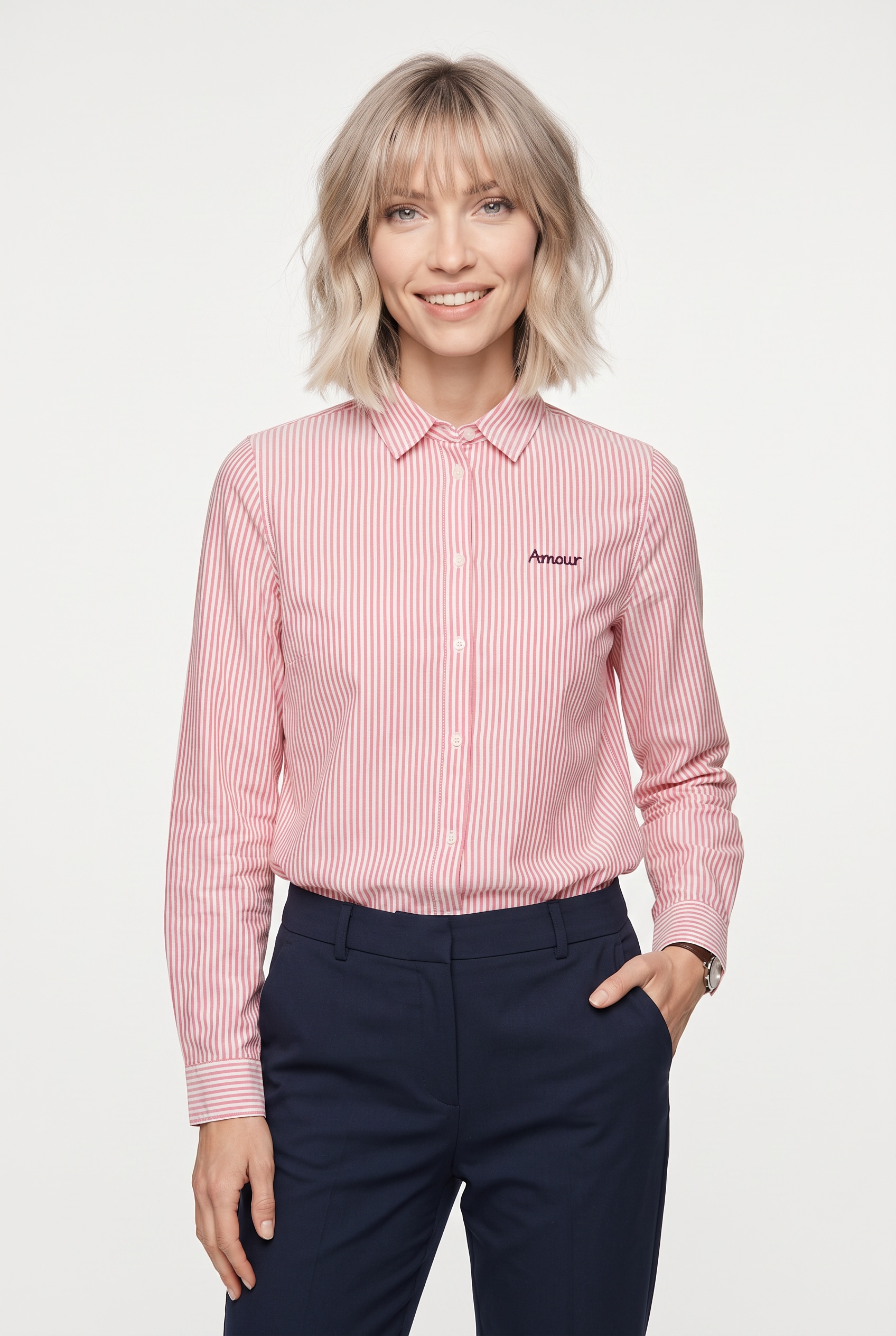 pieces Langarmbluse "PCIRENE LS SHIRT WVN NOOS" Baumwolle, regular fit