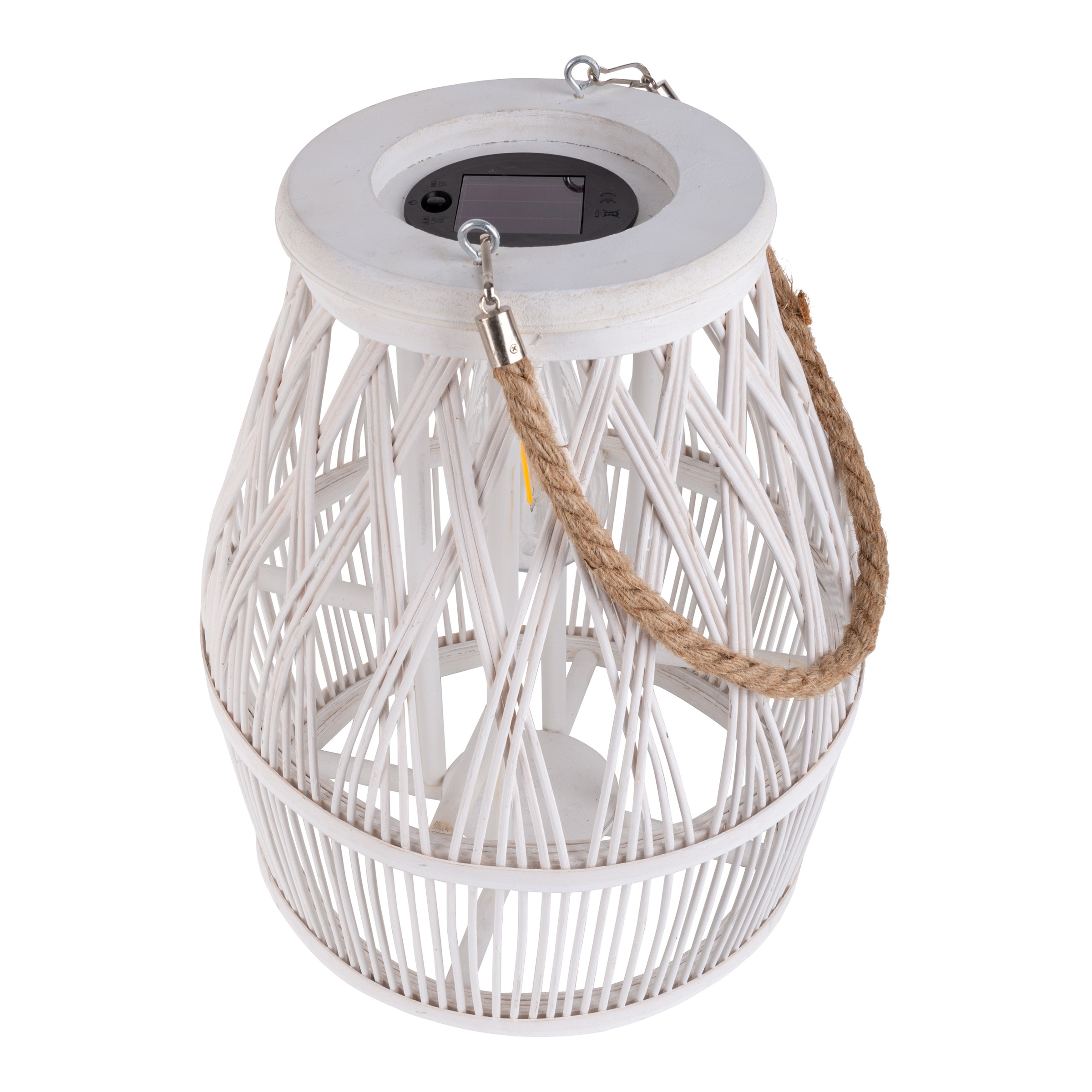 näve LED Solarleuchte »Korbinian« LED-Modul 1 Stk. Warmweiß Korbleuchte (Rattan) weiß mit LED Birne warmweiß, inkl. Akku, H: 34cm