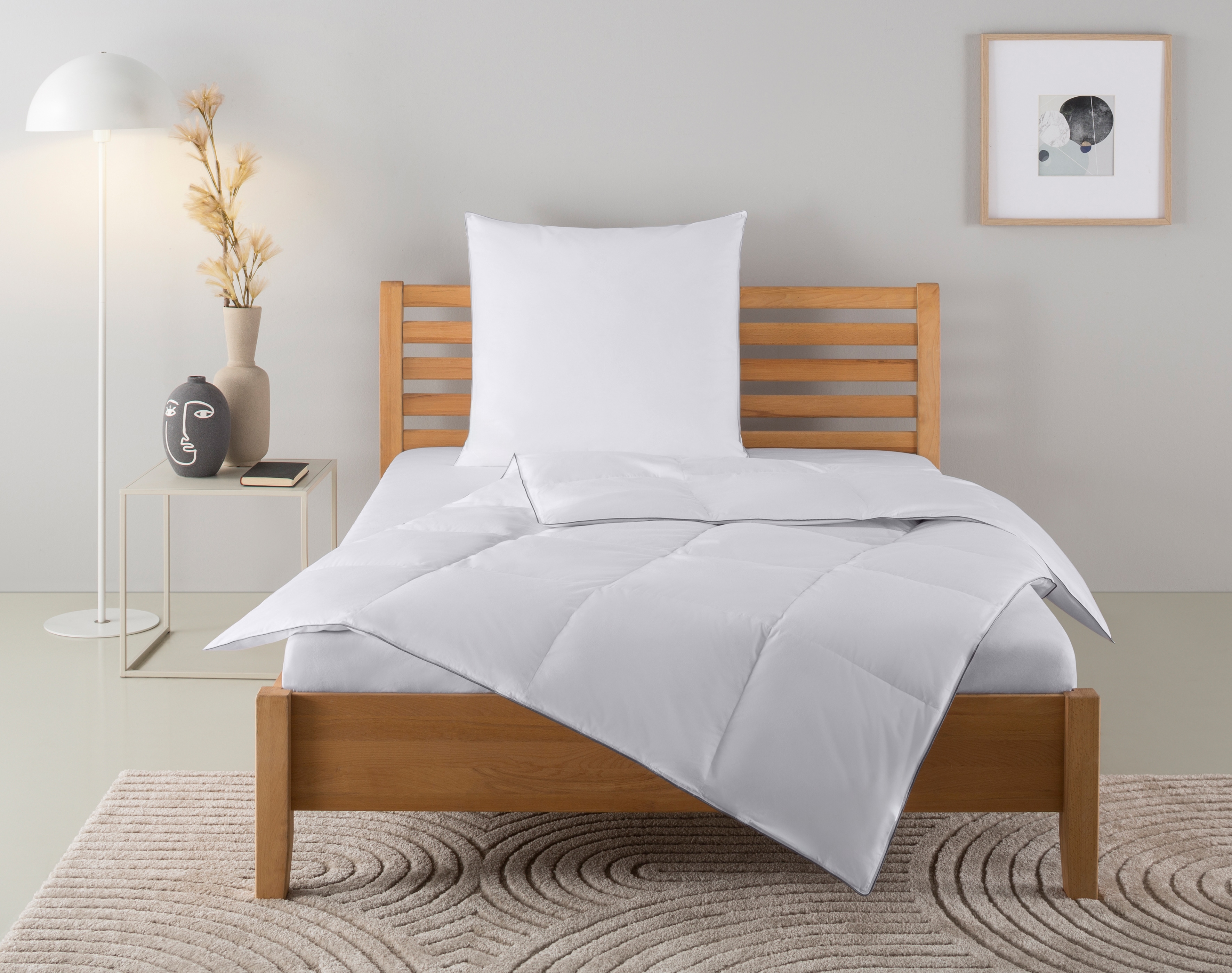 OTTO home Daunenbettdecke + Kopfkissen "Moulle, Bettdecke in 135x200 cm, 155x220 cm, 2-tlg." Set mit Kissen 40x80 cm, 80x80 cm, Sommer, Winter, Made in Germany