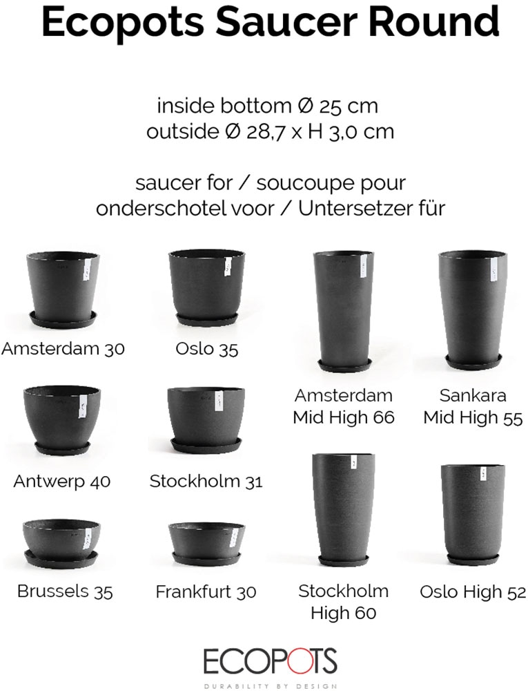 ECOPOTS Blumentopfuntersetzer »ROUND SAUCER Dark Grey« BxTxH: 28,7x28,7x3 cm