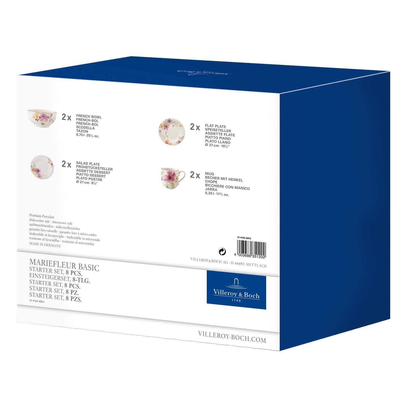 Villeroy & Boch Geschirr-Set »Kombi-Set Mariefleur Basic 8er Set bunt« Spülmaschinengeeignet, Mikrowellenfest