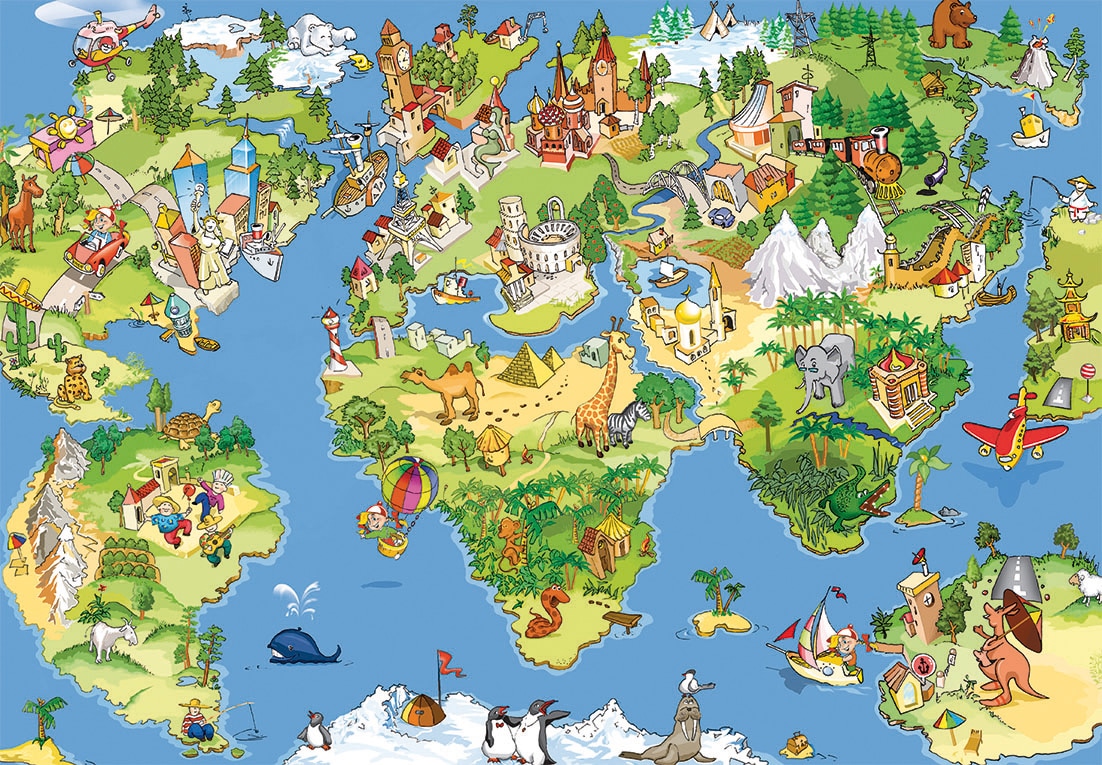 Papermoon Fototapete "Kids World Map" glatt