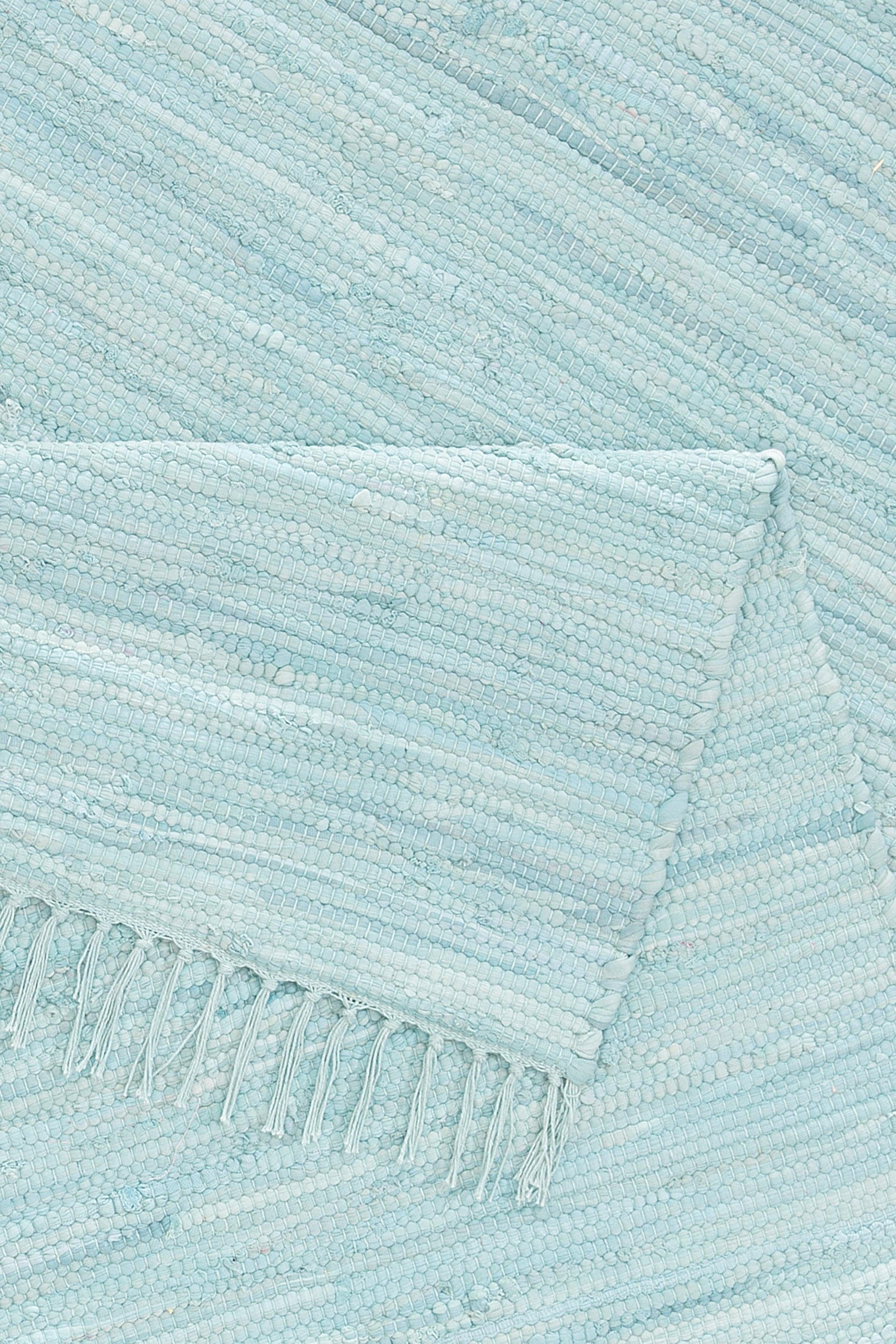 Teppich OTTO HOME "Paul" Gr. 31, blau (aquamarin), B:90cm H:5mm L:160cm, Baumwolle, Teppiche, Teppich, Wendeteppich, Uni, handgewebt, mit Fransen, reine Baumwolle, Läufer 3