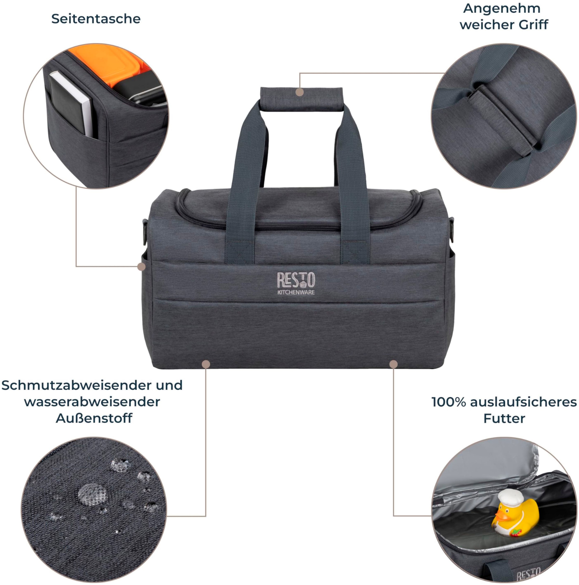 RESTO Kitchenware Kühltasche »Felis Große Lunchtasche faltbar, sportl. Picknicktasche Thermotasche«, Hermetische Sporttasche, verstellbarer Schultergurt weicher Tragegriff