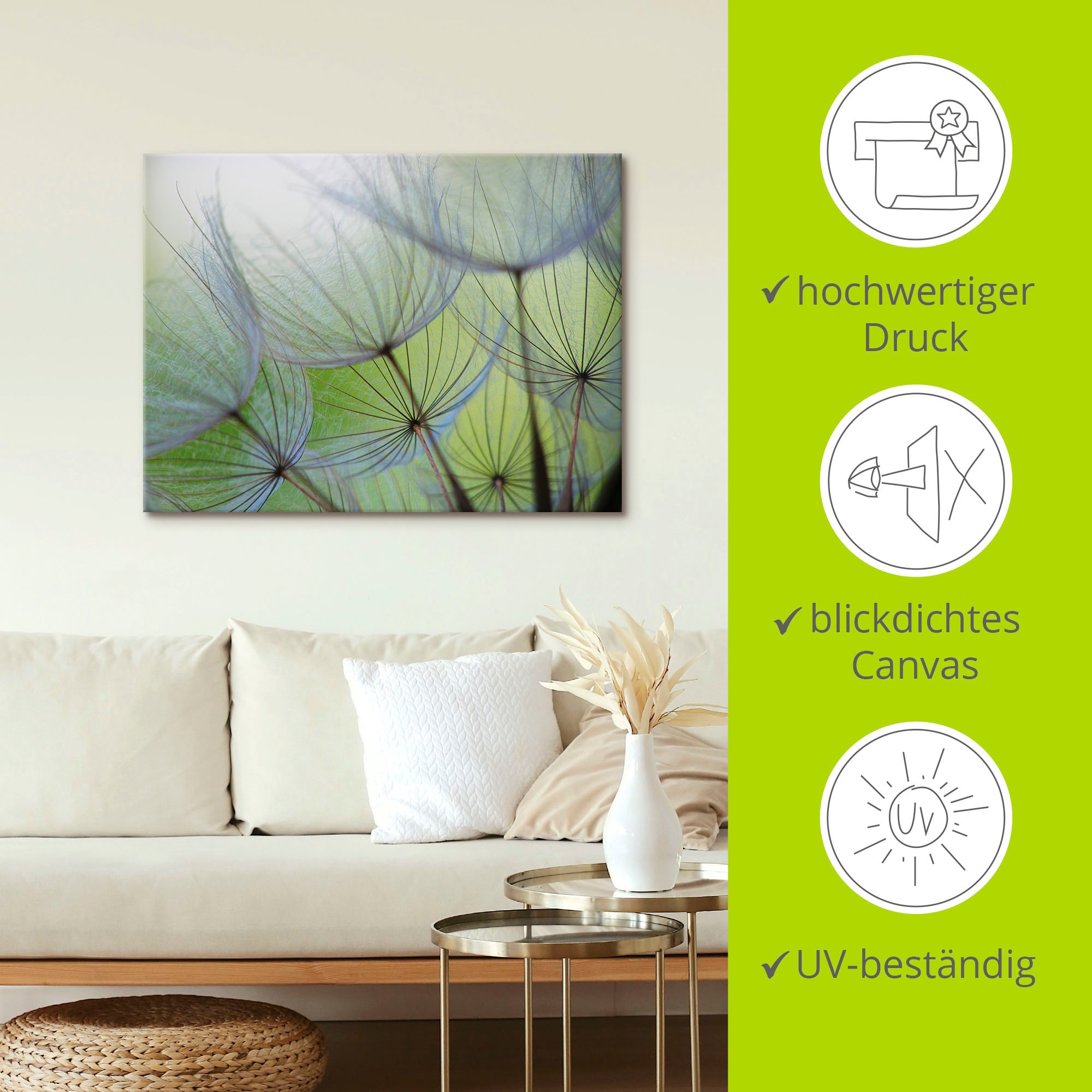 Artland Wandbild »Pusteblumen-Samen II«, Blumen, (1 St.), als Leinwandbild, Poster in verschied. Größen