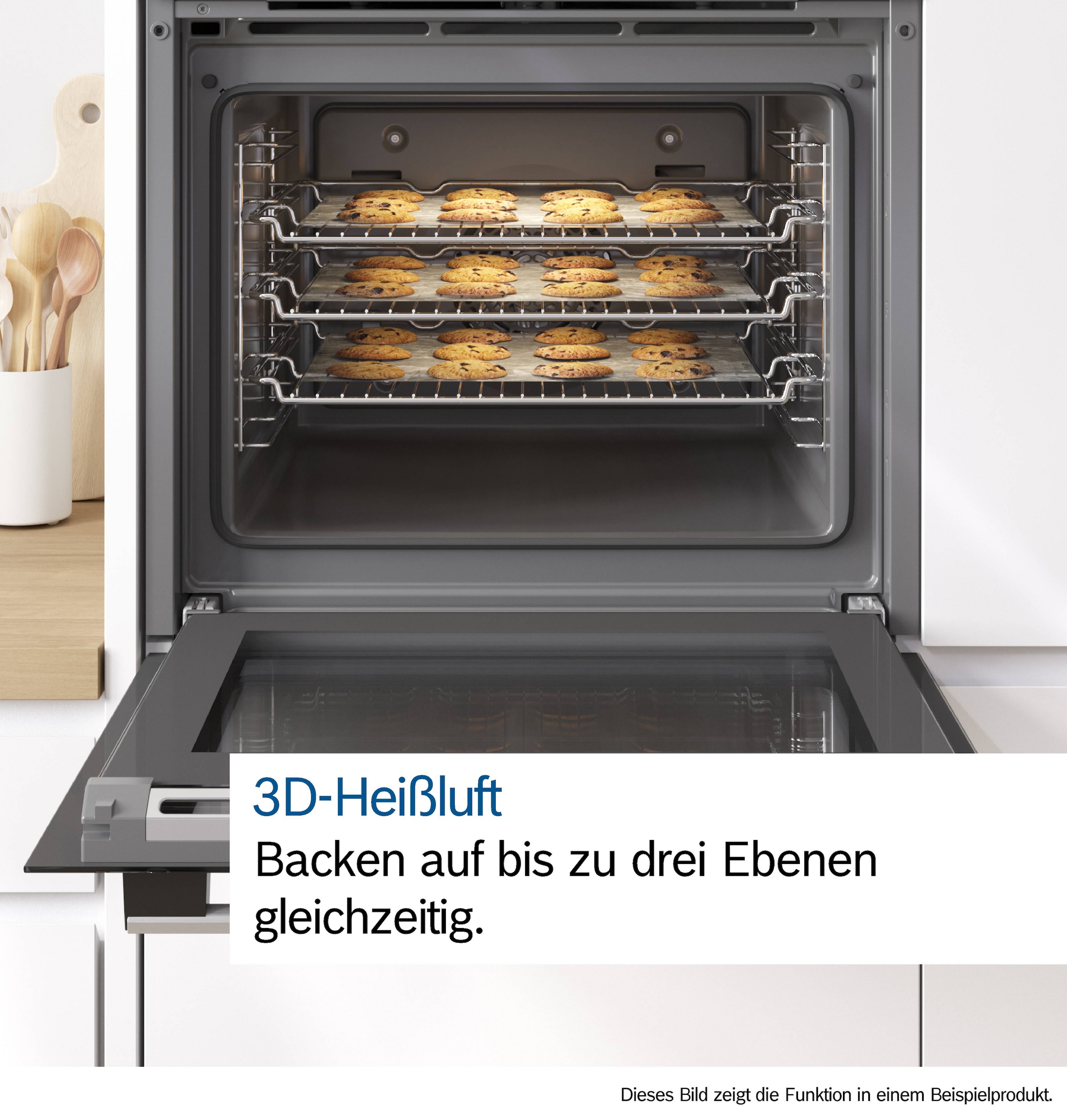 BOSCH Elektro-Herd-Set »HND211VB2«, mit Teleskopauszug nachrüstbar, 3D-Heißluft: Gleichmäßige Hitze für perfekte Ergebnisse