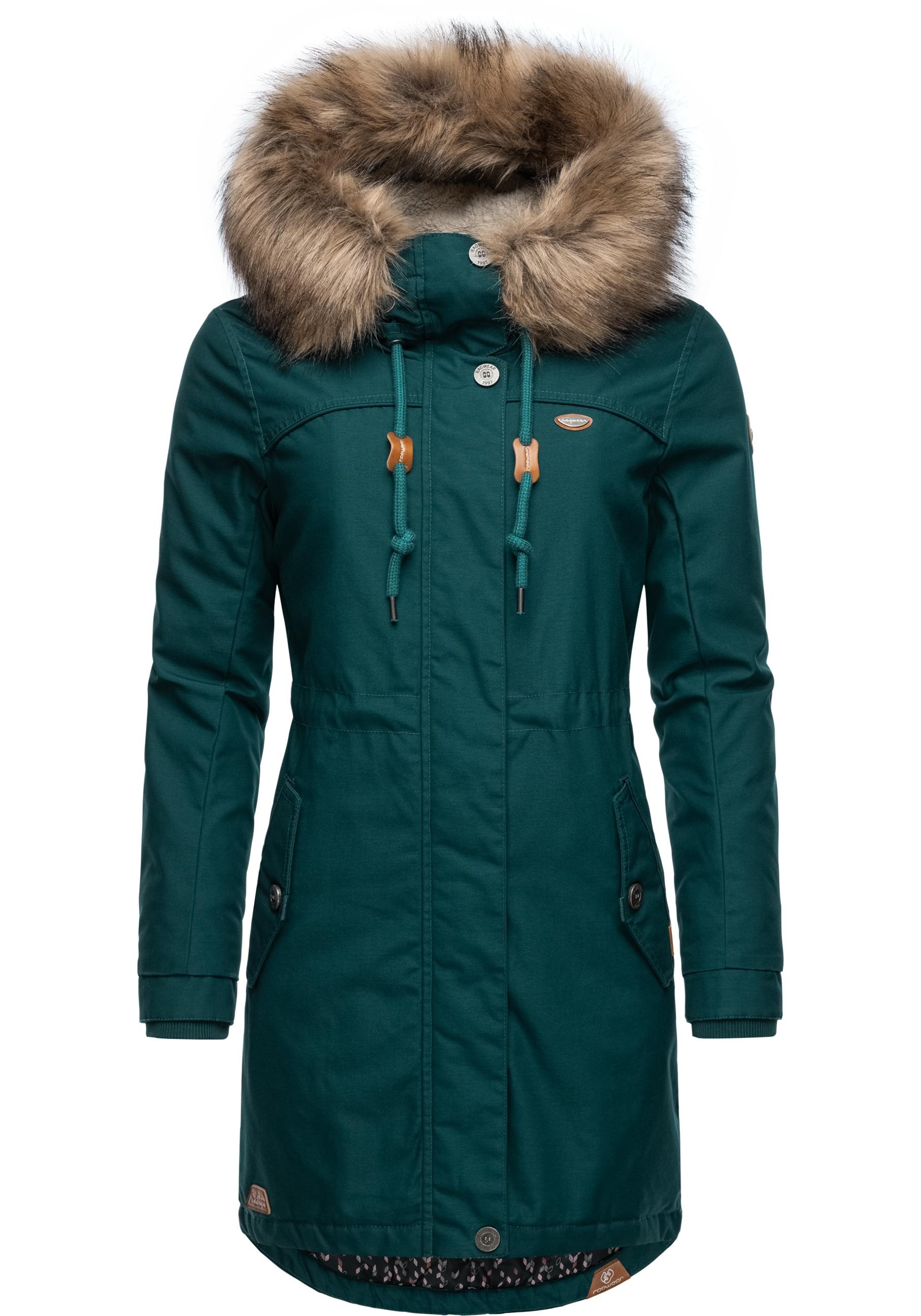 Ragwear Winterjacke »Tawny«, mit Kapuze, stylischer Winterparka mit großer Kapuze und Kunstfellkragen