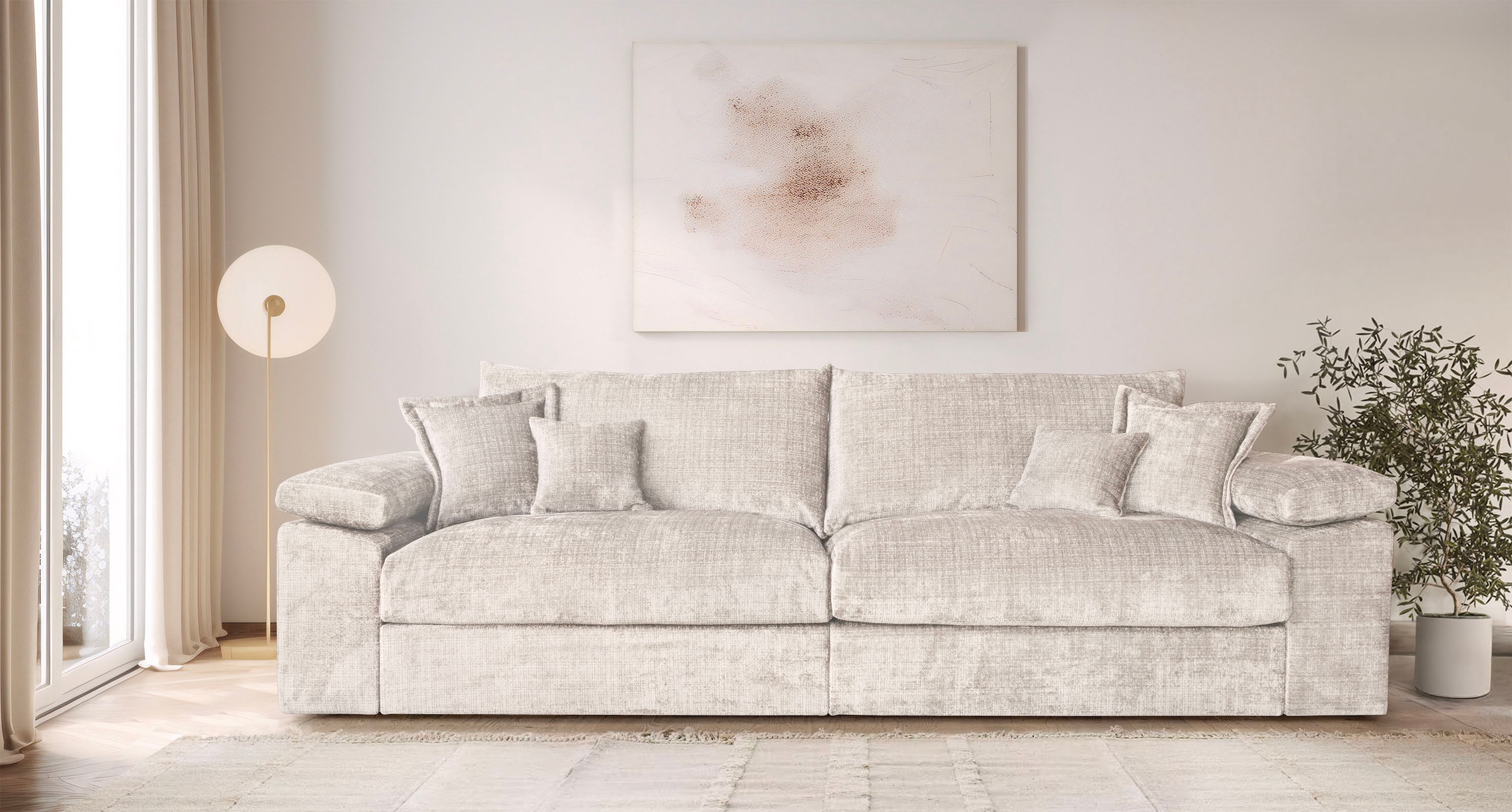 OTTO home Big-Sofa "Soft&Cosy XXL, B: 303 cm - OTTO. Verlässliche Qualität." Mega-Sofa, Cord oder Chenille-Struktur, mit Federkern & 4 Zierkissen