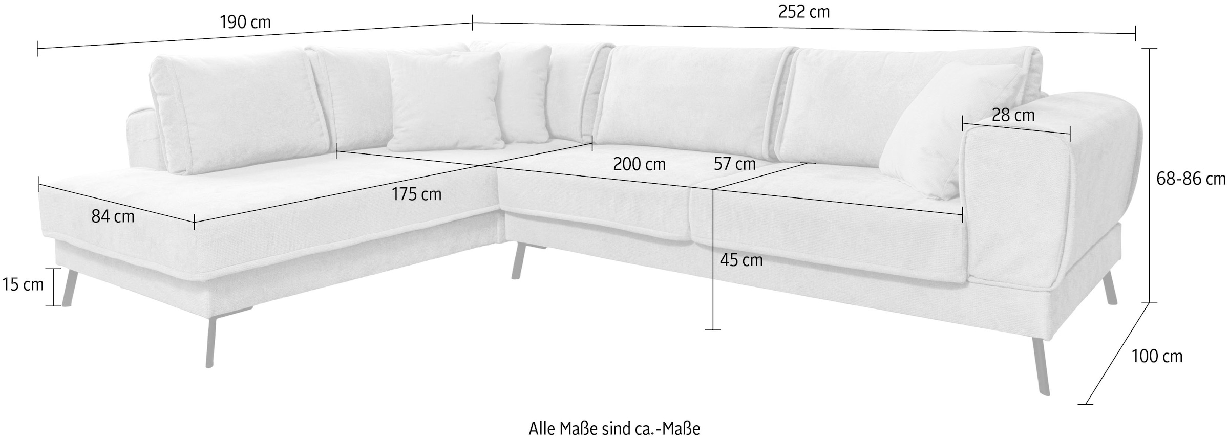 GEPADE Ecksofa »Pacifico, L-Form«, mit Schlaffunktion, doppeltem Stauraum und Zierkissen