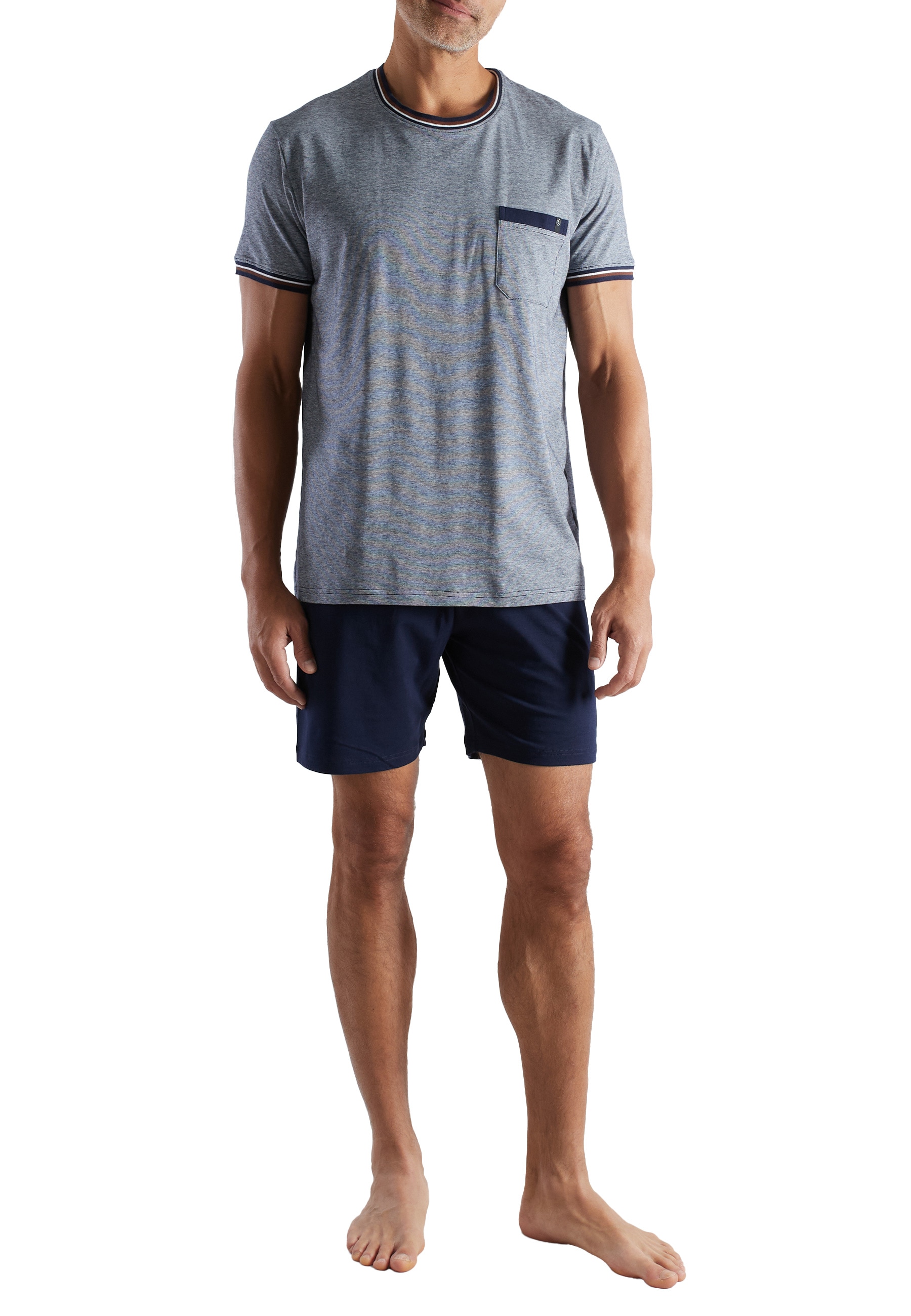 bugatti Shorty 2 Kurzarm, Rundhalsausschnitt, kurze Hose, mit Brusttasche, Baumwollmix