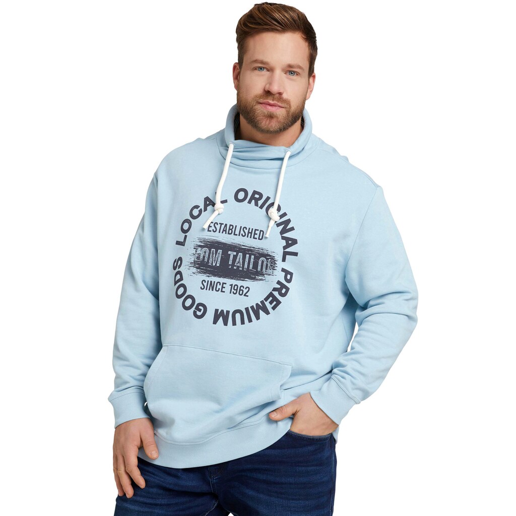 Herrenmode Pullover & Sweatshirts TOM TAILOR PLUS Kapuzensweatshirt, mit Logoprint hellblau Herrenmode Pullover & Sweatshirts TOM TAILOR PLUS Kapuzensweatshirt, mit Logoprint hellblau