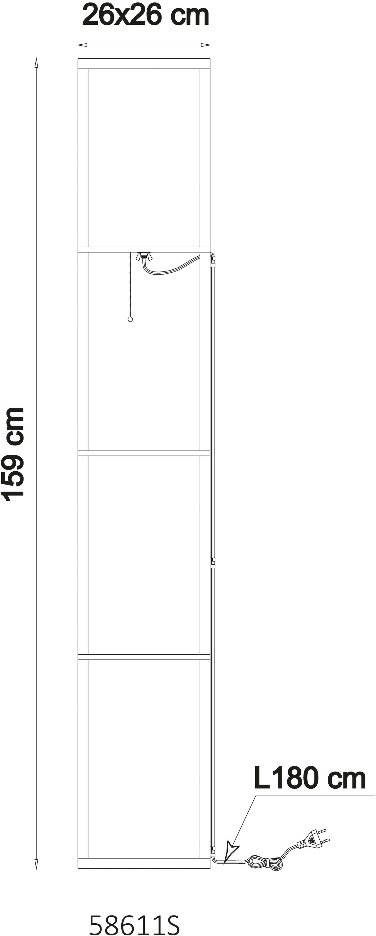GLOBO LIGHTING Stehlampe »TABITHA« E27 1 Stk. Stehleuchte Holz schwarz, Leinen natur, E27, Zugkettenschalter
