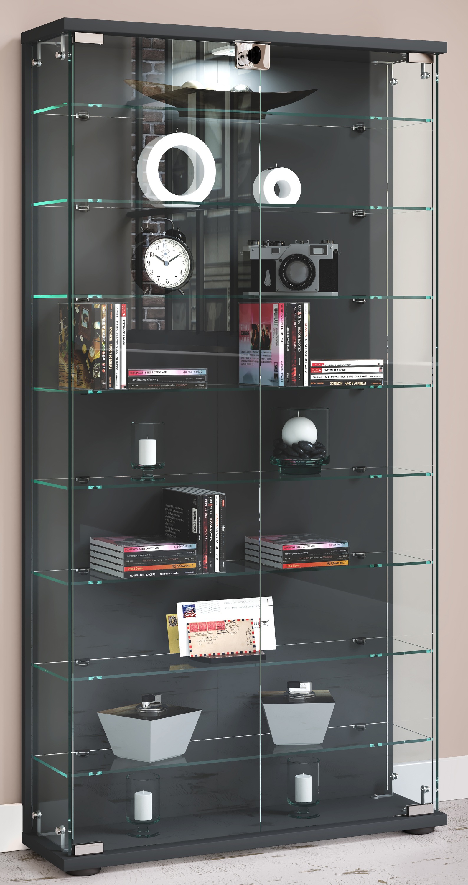 VCM Standvitrine »Holz Glas Stand Vitrine Sammelvitrine Stelas L«