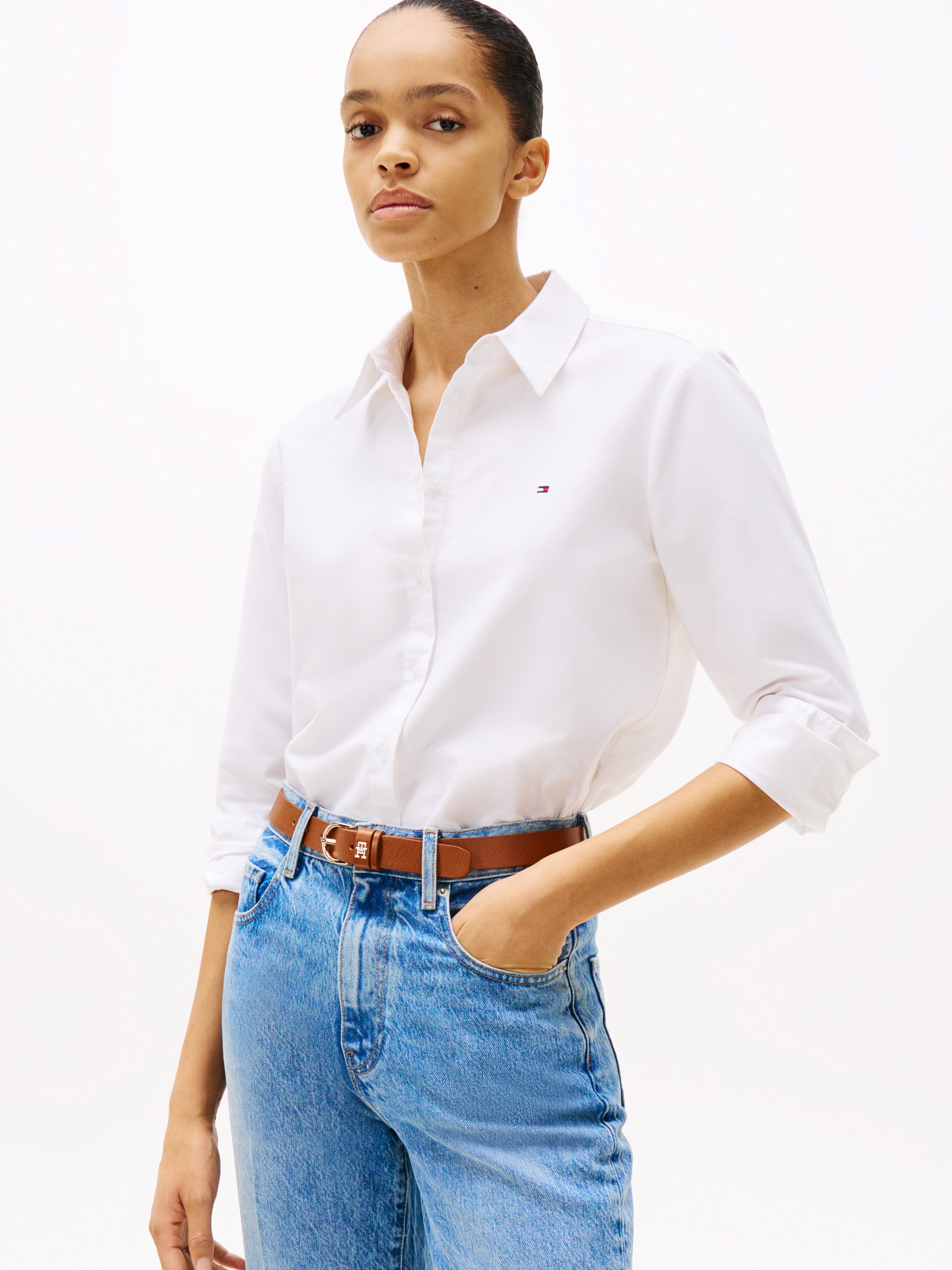 Tommy Hilfiger Hemdbluse »OXFORD RELAXED FIT SHIRT«, mit aufgestickter Flag