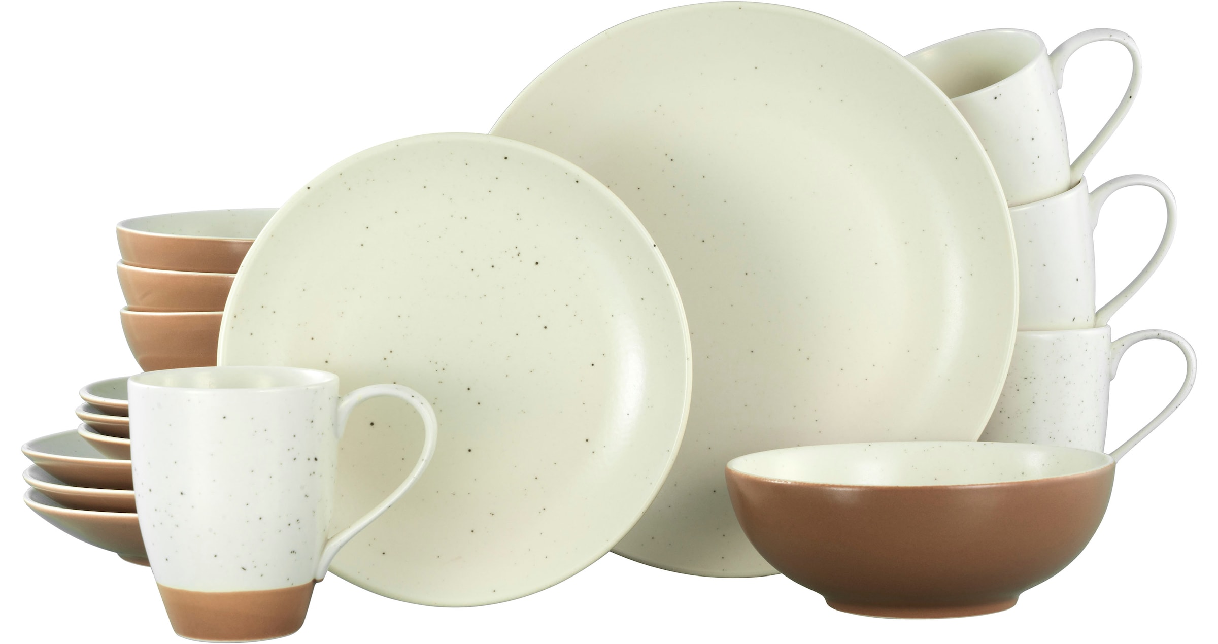 CreaTable Kombiservice "Geschirr-Set Sand Dunes", (Set, 16 tlg., Kaffeeservice und Tafelservice im Set, für 4 Personen),