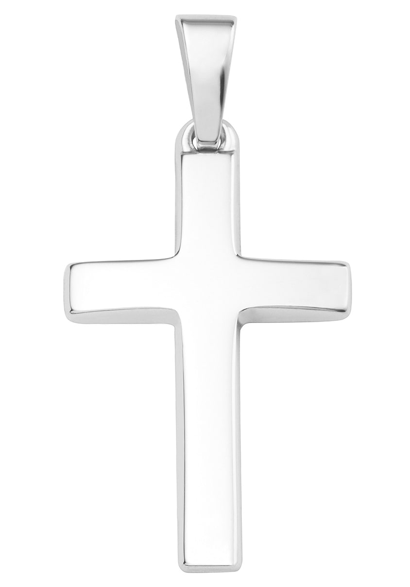Kettenanhänger AMOR "Kreuz", weiß (weißgoldfarben), Schmuckanhänger, Damen, Weißgold 375, 0,58 g, Kettenanhänger, Made in Germany 2