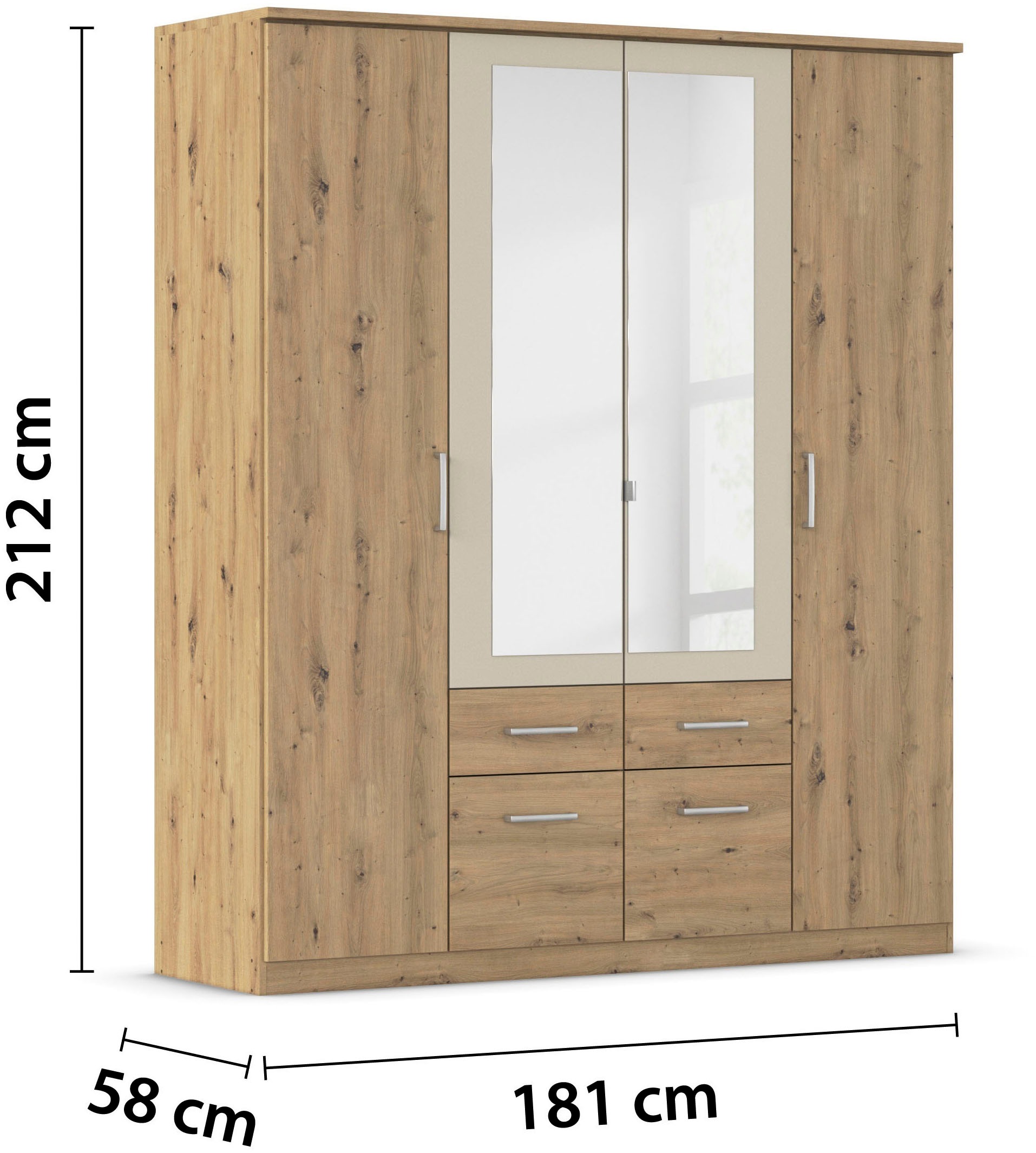 rauch Schlafzimmer-Set »Komplettschlafzimmer Schlafzimmer BURANO mit Schrank in 3 Breiten,« Set, 4 Stk. tlg. Bett 180x200 cm und 2 Nachttischen MADE IN GERMANY