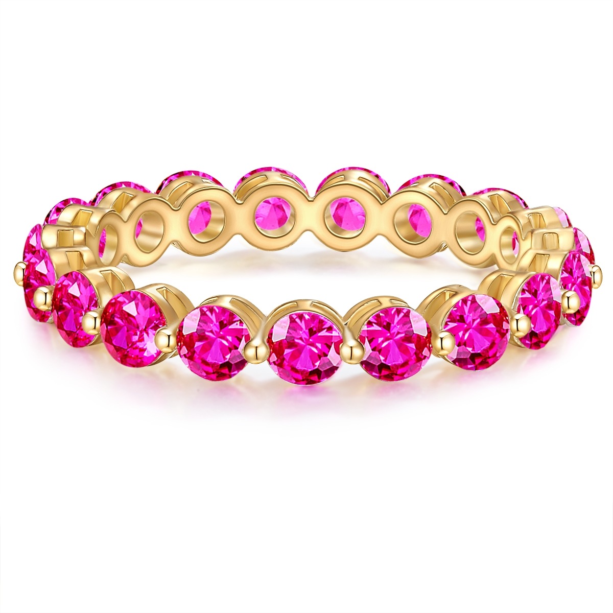 Fingerring YOKOAMII "Y130" Gr. 58, gelbgold, Fingerringe, Damen, 58, 3,1mm, Fingerring, Ring gelbgold Kristall rosa