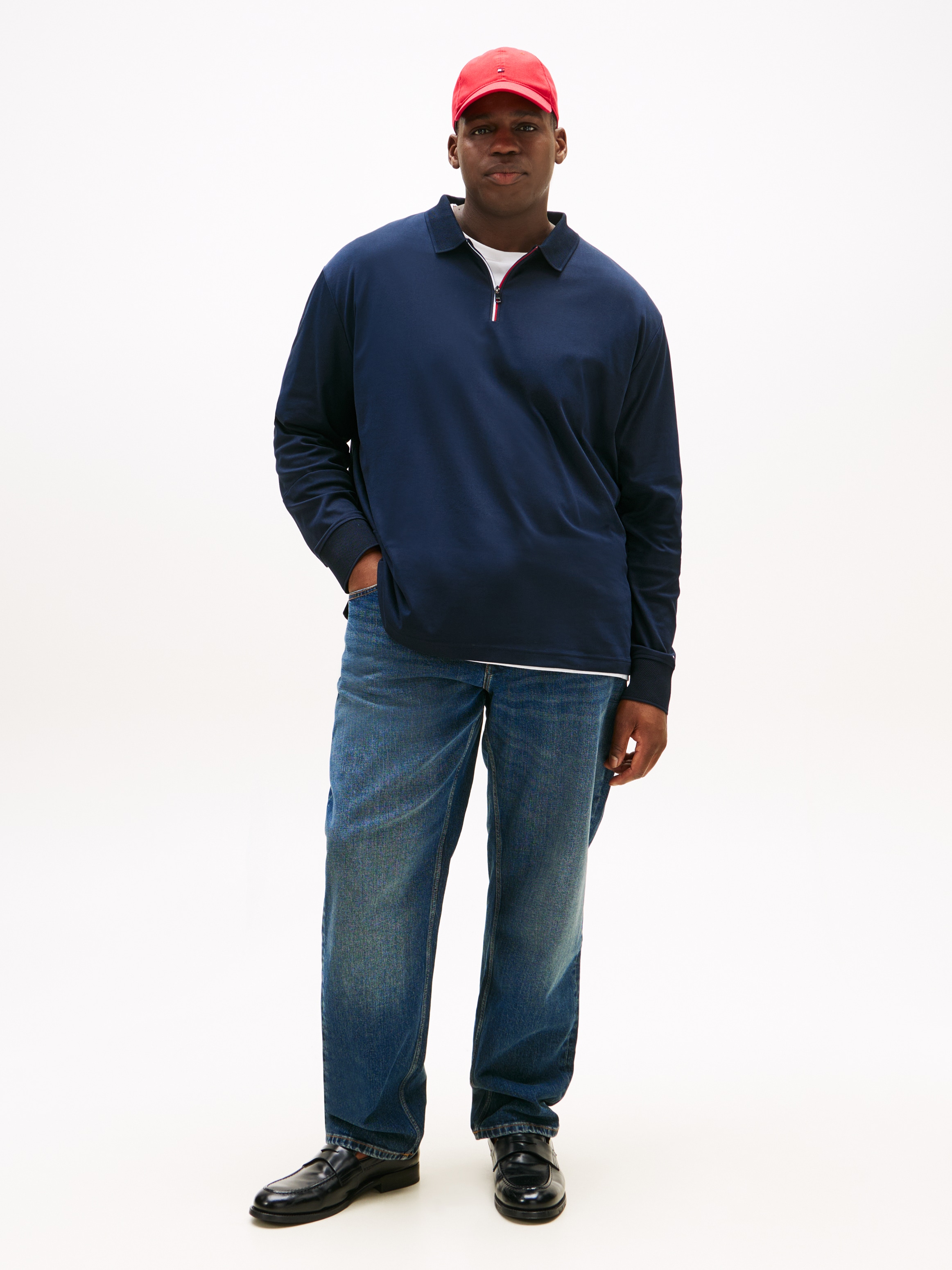 Tommy Hilfiger Big & Tall Langarm-Poloshirt »ZIP INTERLOCK POLO« Große Größen