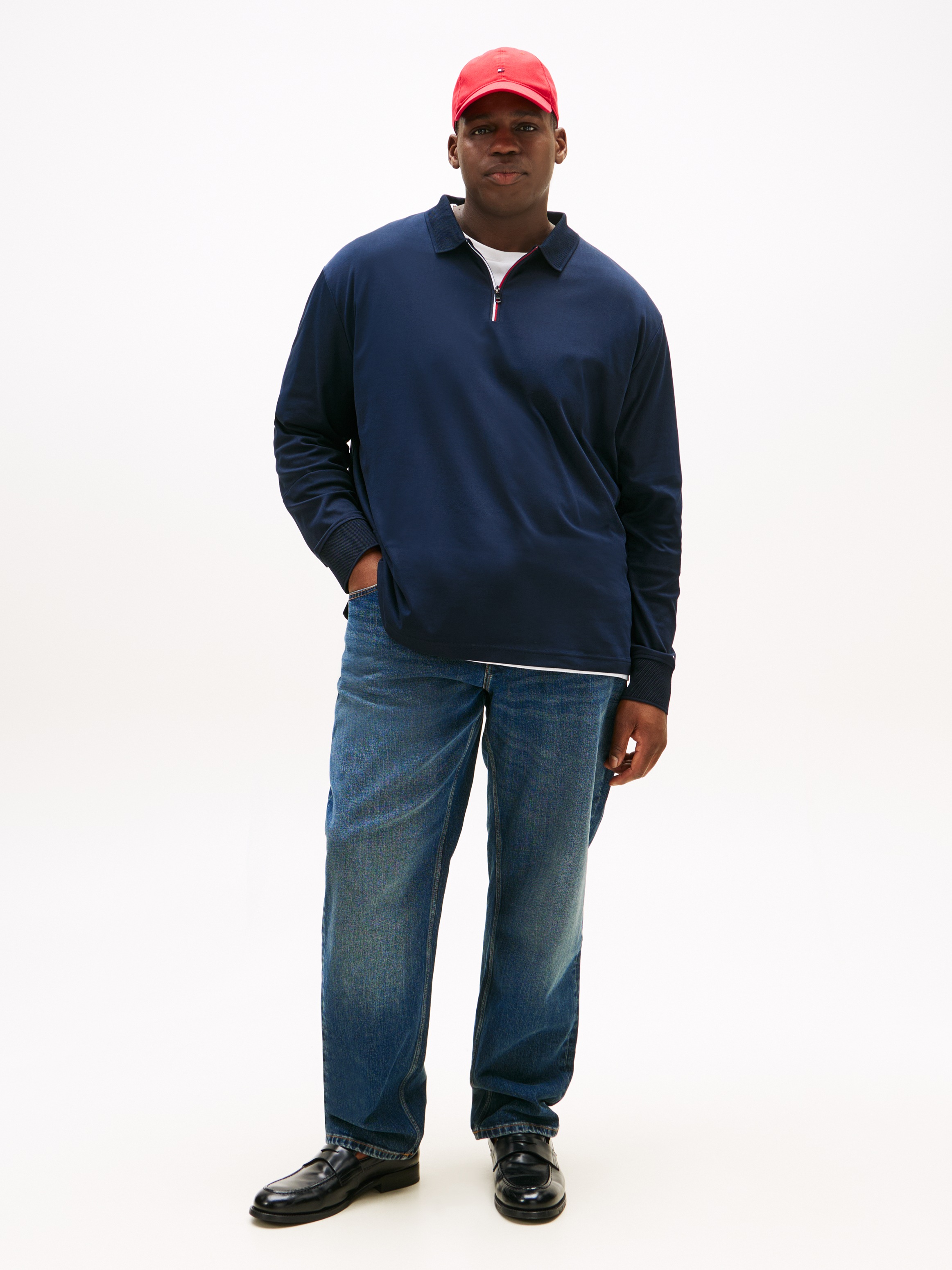 Thumbnail - Tommy Hilfiger Big & Tall Langarm-Poloshirt "ZIP INTERLOCK POLO" Große Größen