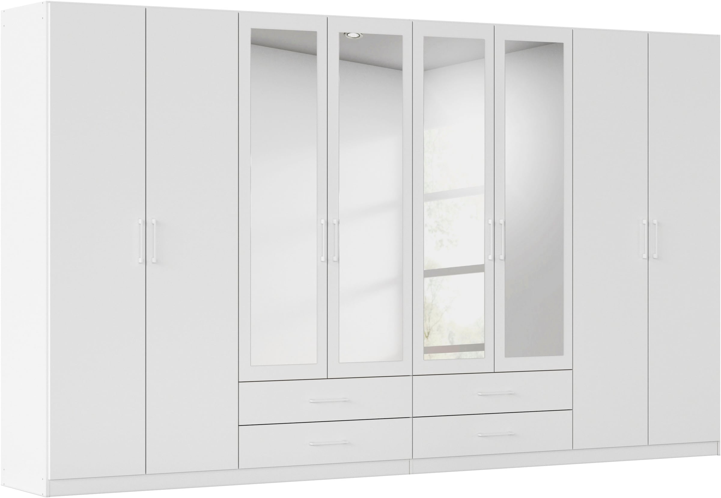 rauch Kleiderschrank "Schrank Garderobe Ankleide GAMMA Breiten 91/136/181/226/271/315/360 cm" in 3 Ausstattungen BASIC/CLASSIC/PREMIUM (inkl. SOFT-CLOSE-Funktion), verschiedene Griff-Varianten, mit Spiegel TOPSELLER MADE IN GERMANY