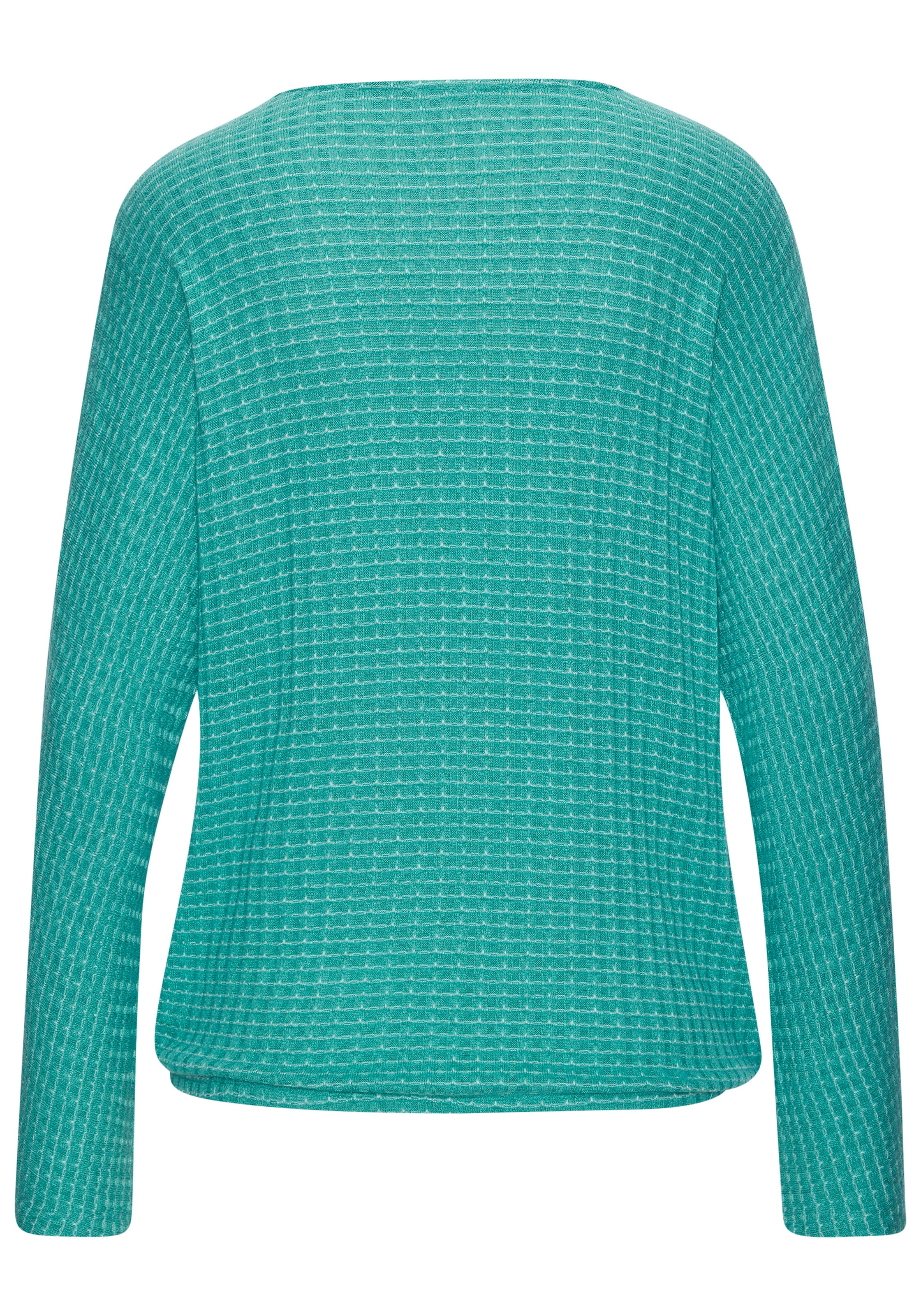 Langarmshirt VIVANCE "aus strukturierter Strickqualität", Damen, Gr. 44/46, mint, creme, Strick, Obermaterial: 68% Viskose (LENZING™ ECOVERO™), 30% Polyester, 2% Elasthan, gemustert, figurumspielend, Rundhals, Shirts Langarmshirt, mit Gummizug im Bund 2
