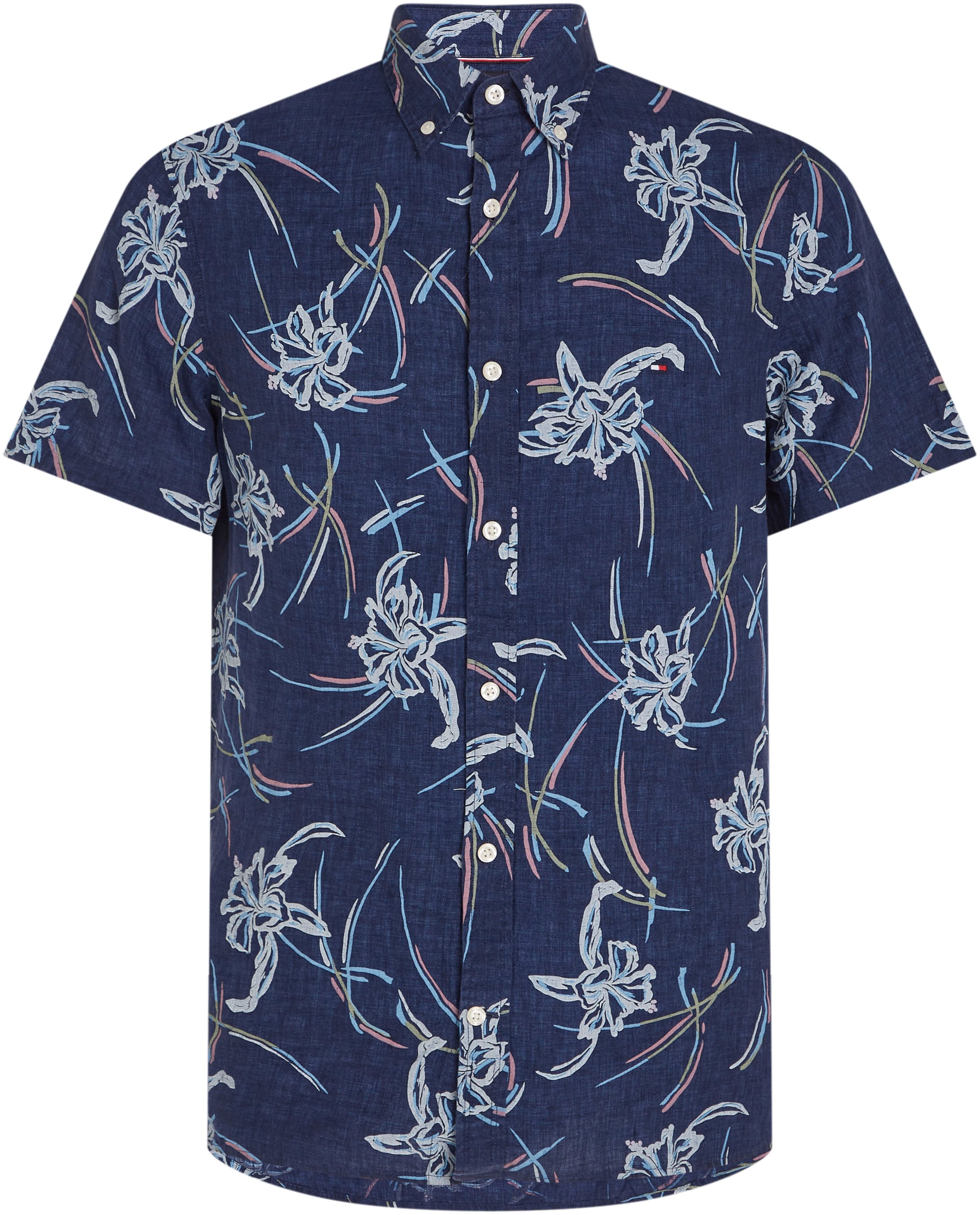 Tommy Hilfiger Leinenhemd »LI TROPICAL PRT SF SHIRT«, mit tropischen Print