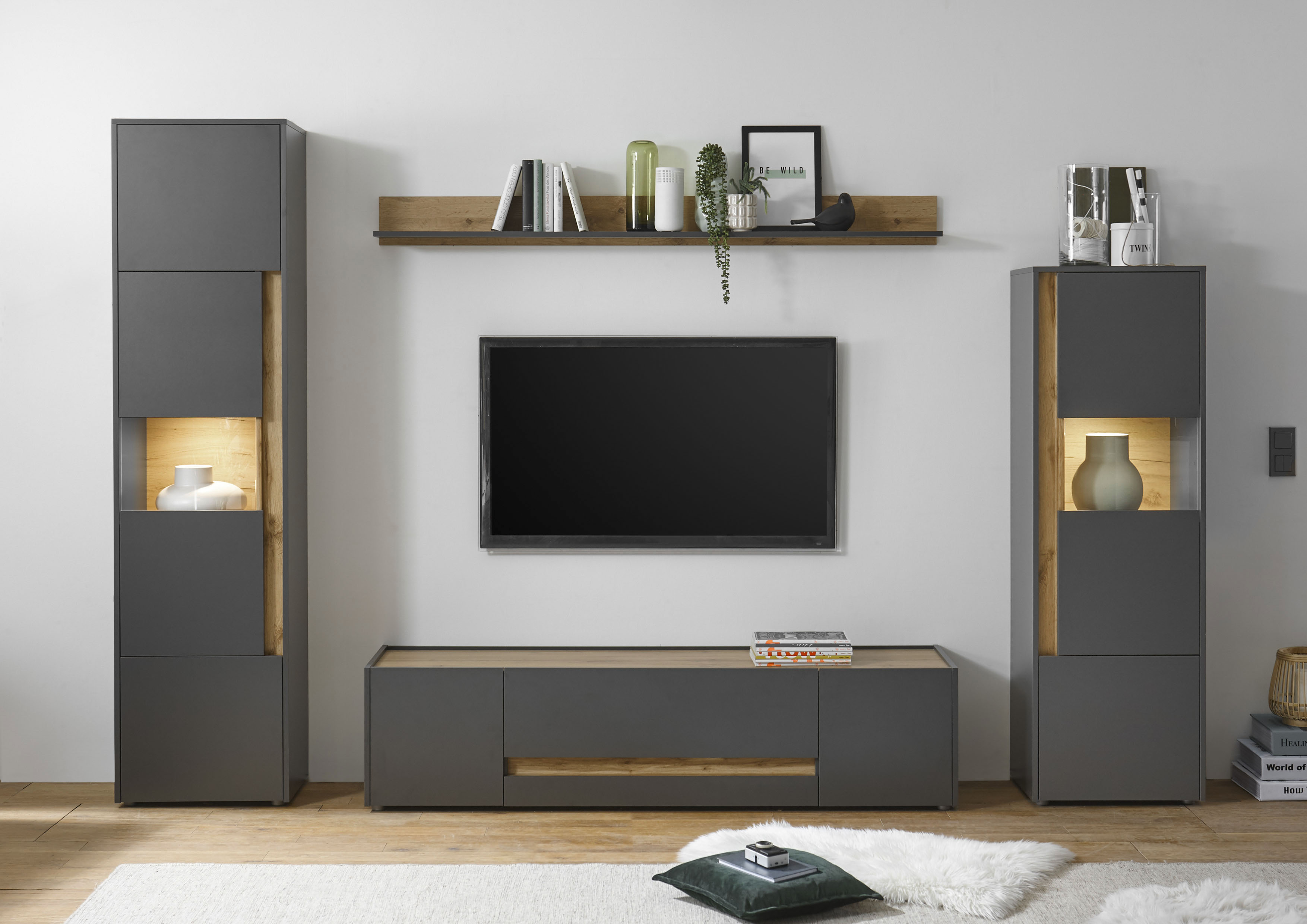 Home affaire Wohnwand "City/Giron, moderne Anbauwand, Komplettset in vielen Farben verfügbar" Set, 4 Stk. tlg.