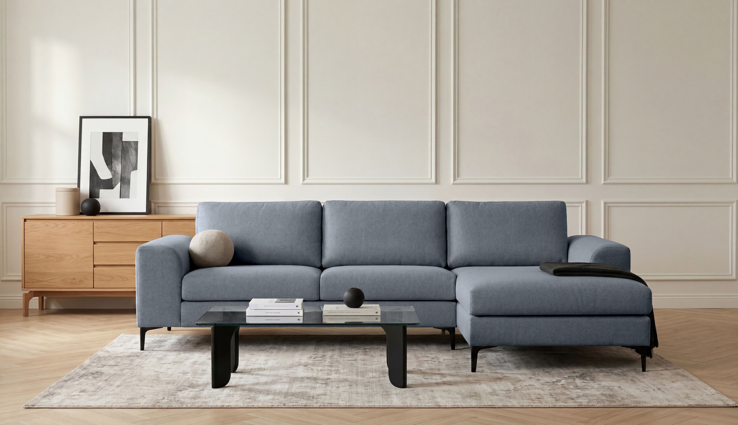 OTTO home Ecksofa »Henry, L-Form, Breite 294 cm« mit Metallbeinen, Wellenunterfederung, wasserabweisender Stoff