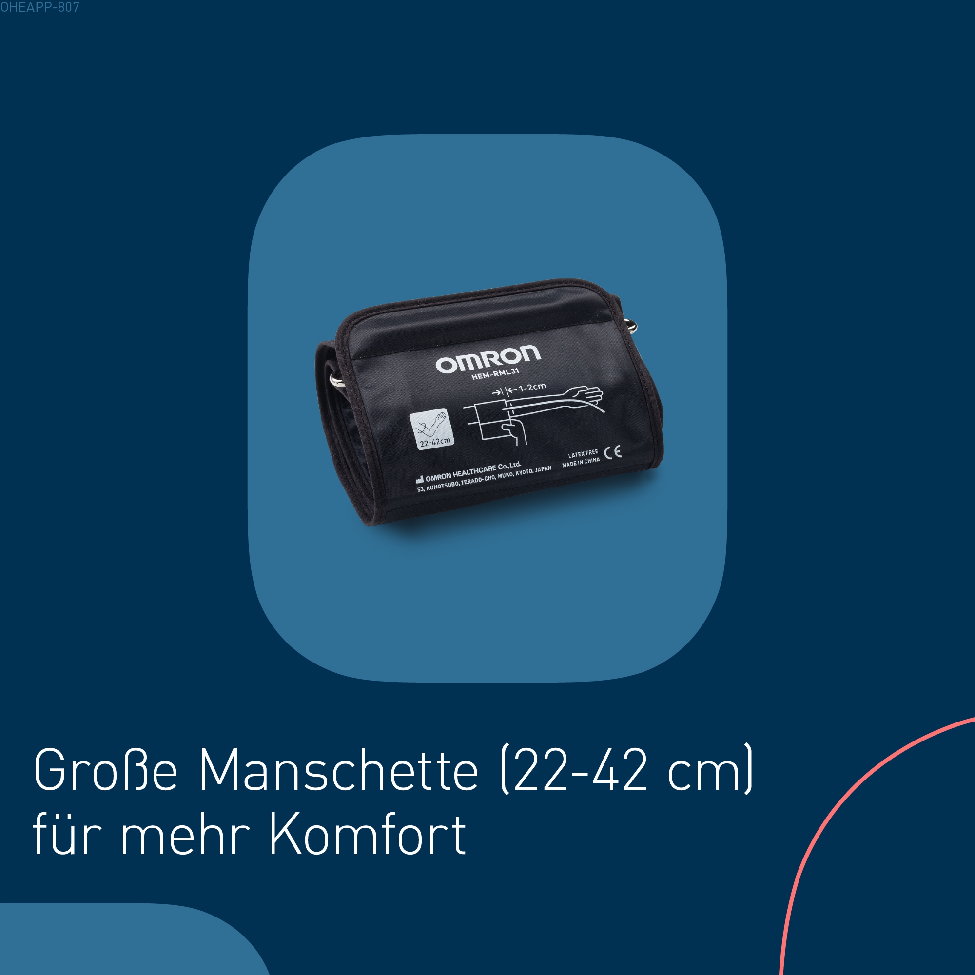 Omron Oberarm-Blutdruckmessgerät »X2+ Connect, Universalmanschette (22-42 cm), mit kostenloser App«