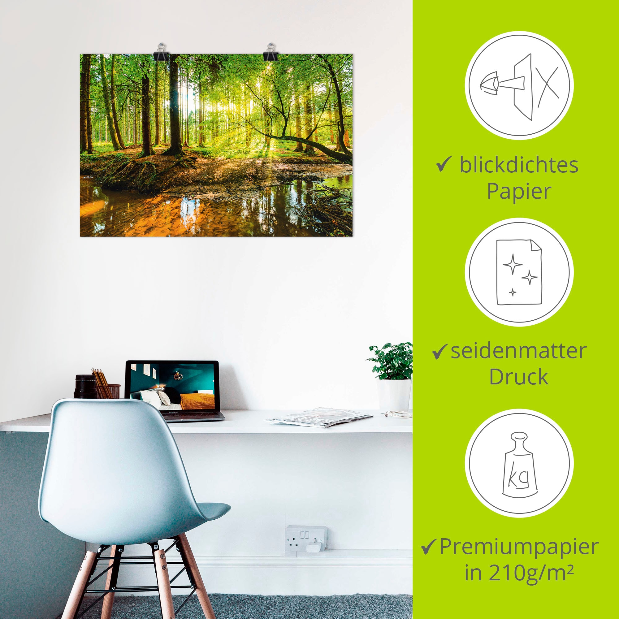 Artland Wandbild »Wald mit Bach« Wald 1 Stk. tlg. als Alubild, Outdoorbild, Leinwandbild, Poster, Wandaufkleber