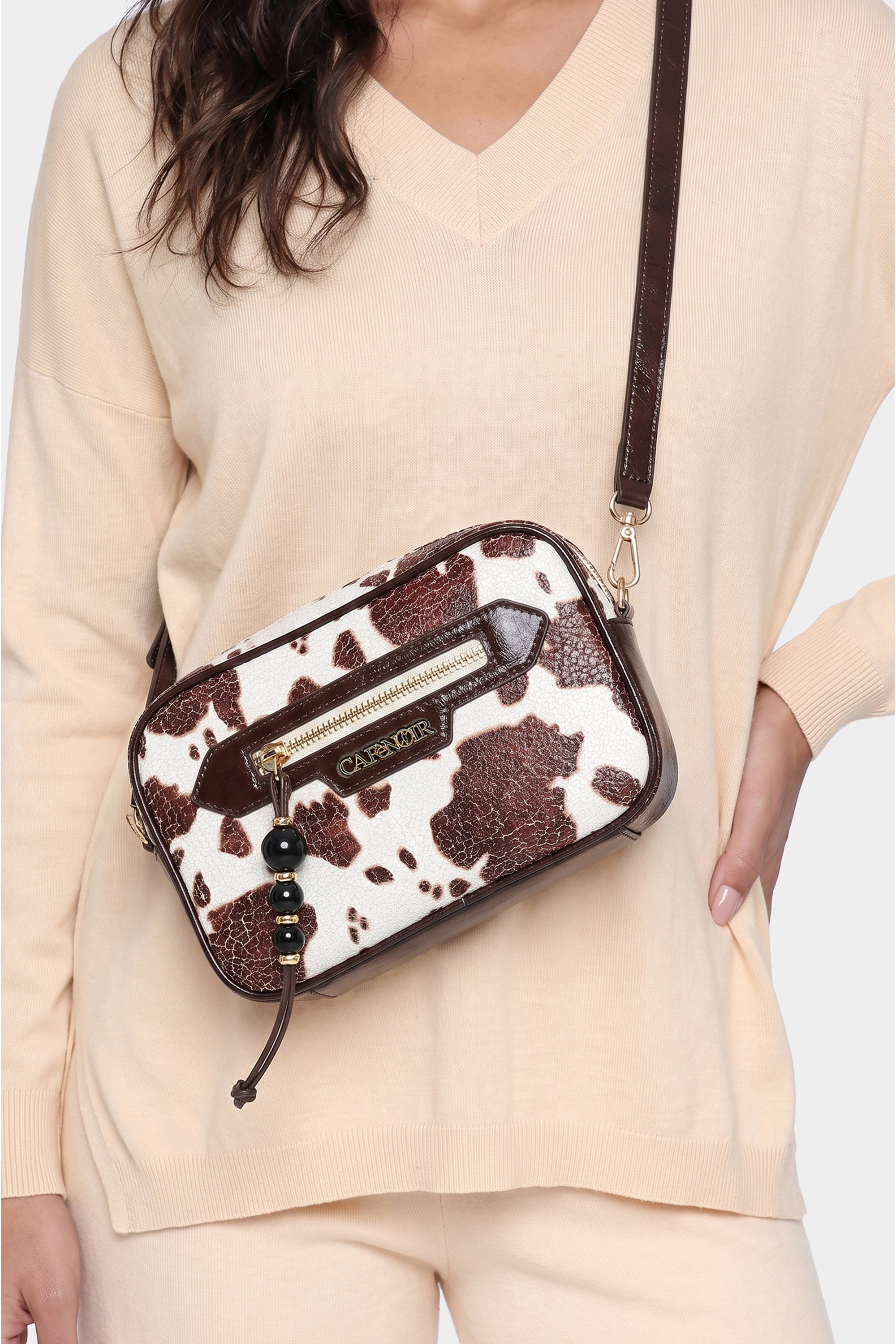 CAFèNoir Schultertasche »CAMERA BAG WITH FRONT ZIP POCKET C3NH1108 Damen« Umhängetasche Damen, Handtasche, Abendtasche, Fashion, Lifestyle