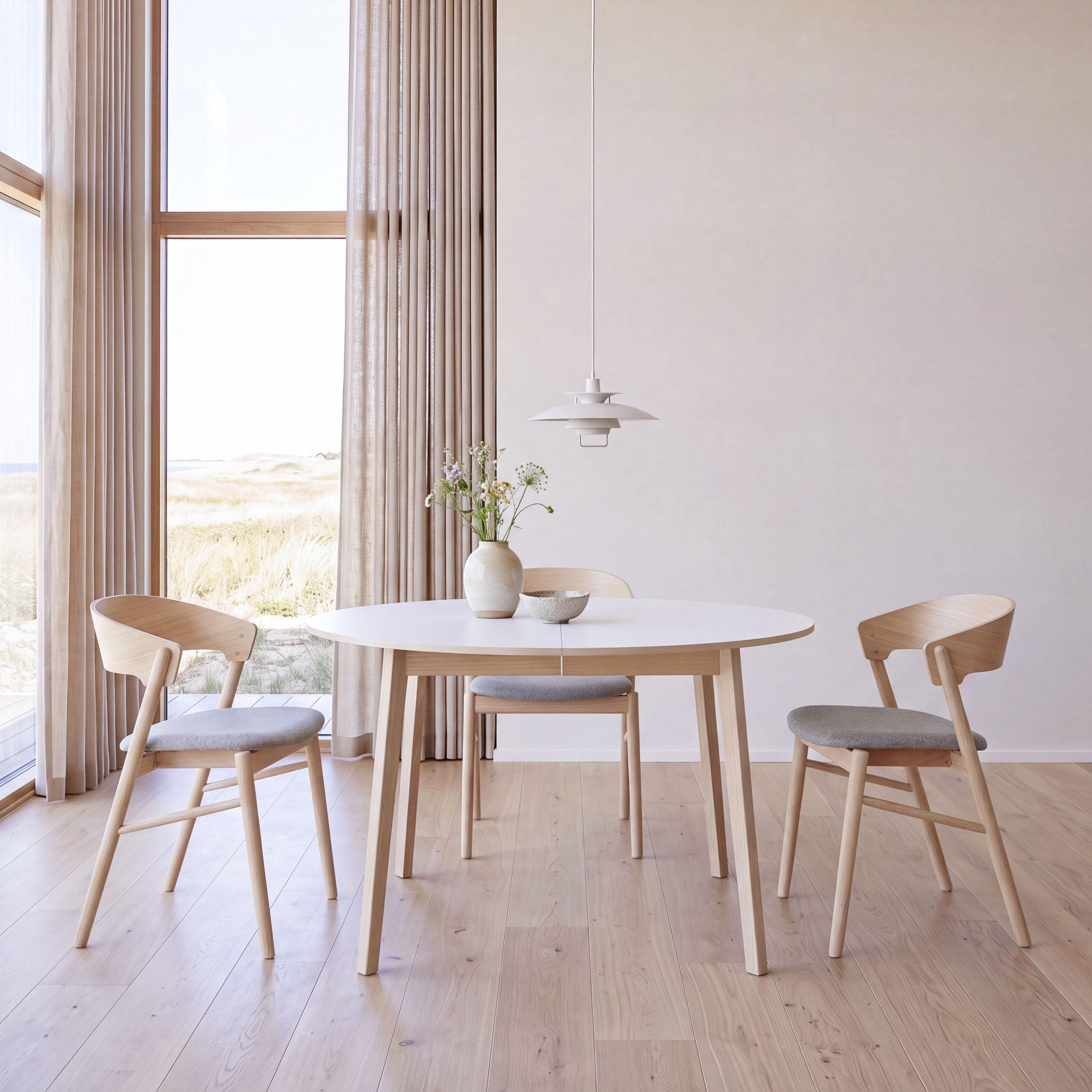 Hammel Furniture Esstisch "Basic Single, rund/oval, ausziehbar Ø130–228 cm, mit 2 Einlegeplatten" Melamin/Massivholz – ideal für Familien, langlebig, Scandi Design